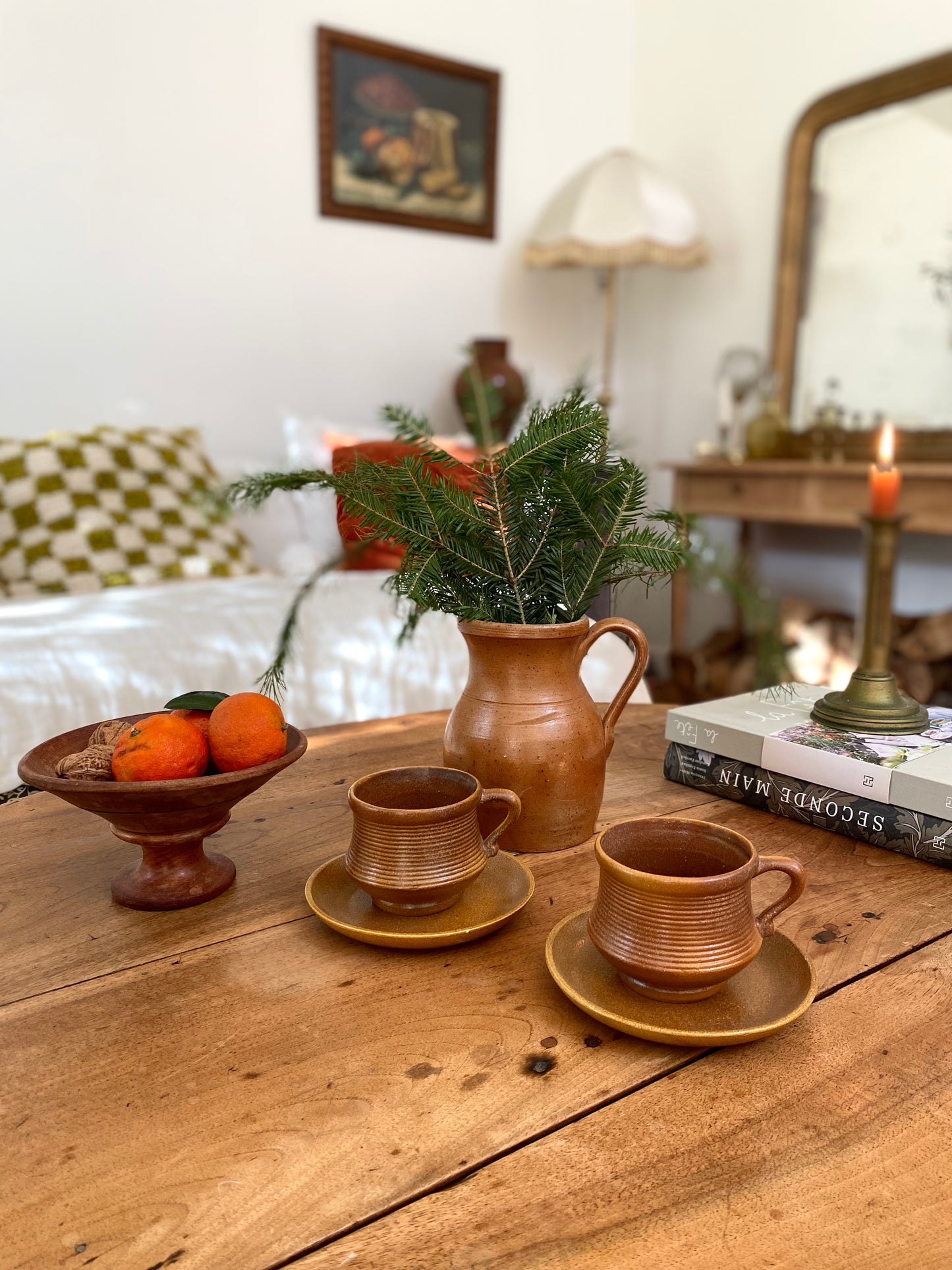 Tasses en grès annelé 1970