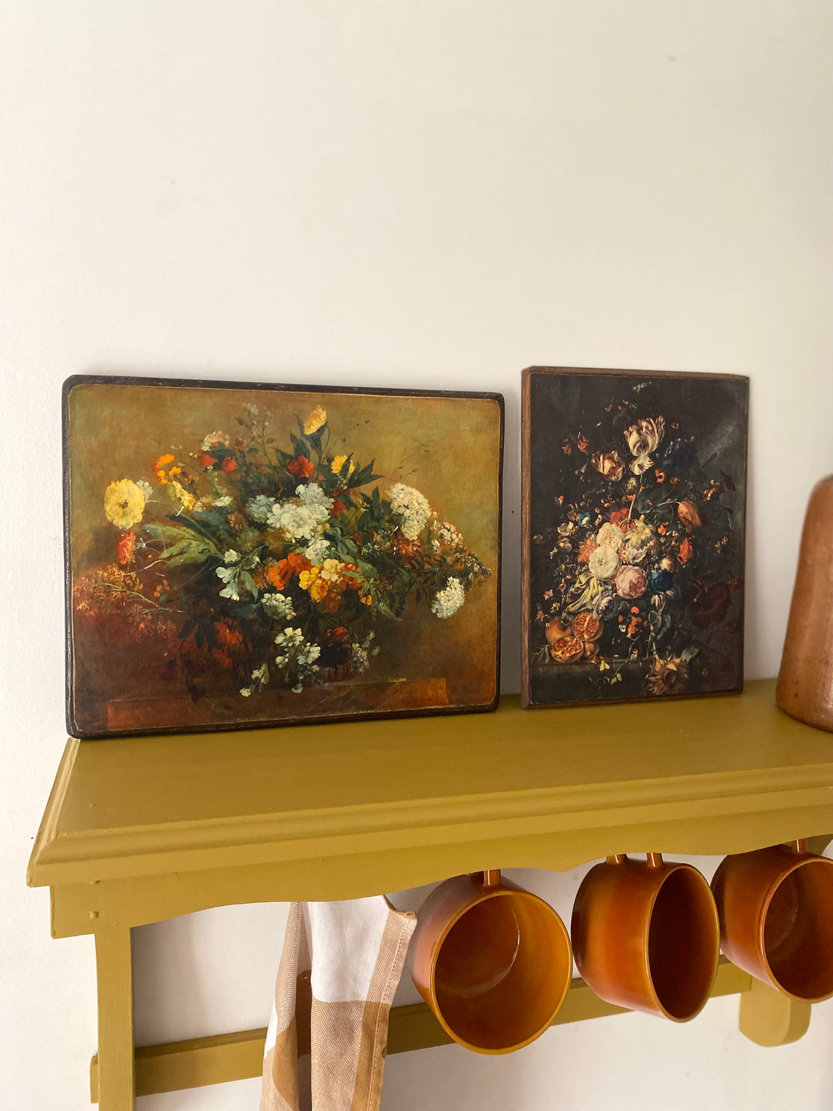 Tableau Bouquet d'après Delacroix, reproduction sur panneau vintage