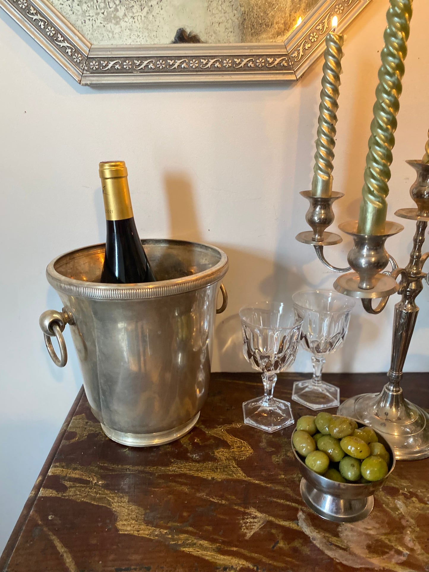 Seau à champagne en métal ancien