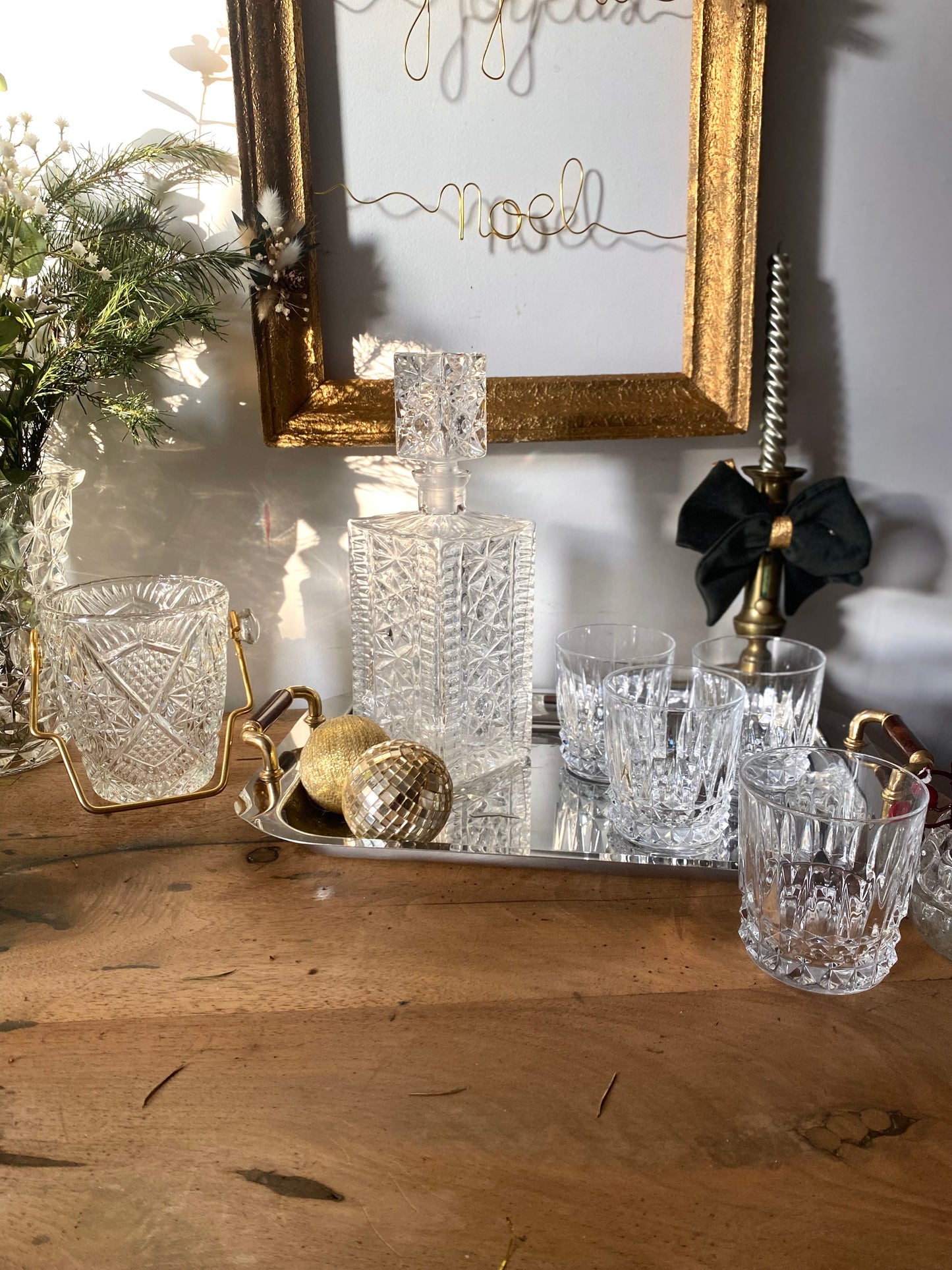 Seau à glaçon en verre taillé