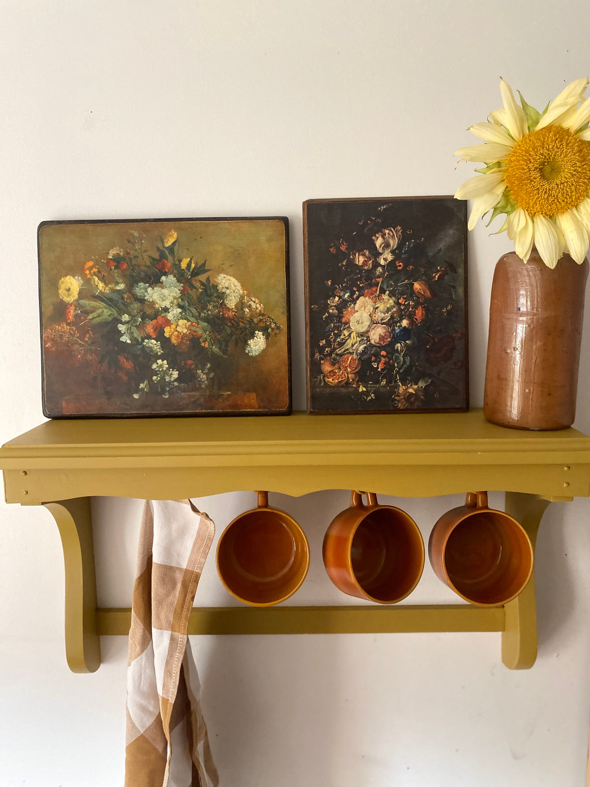 Tableau Bouquet d'après Delacroix, reproduction sur panneau vintage