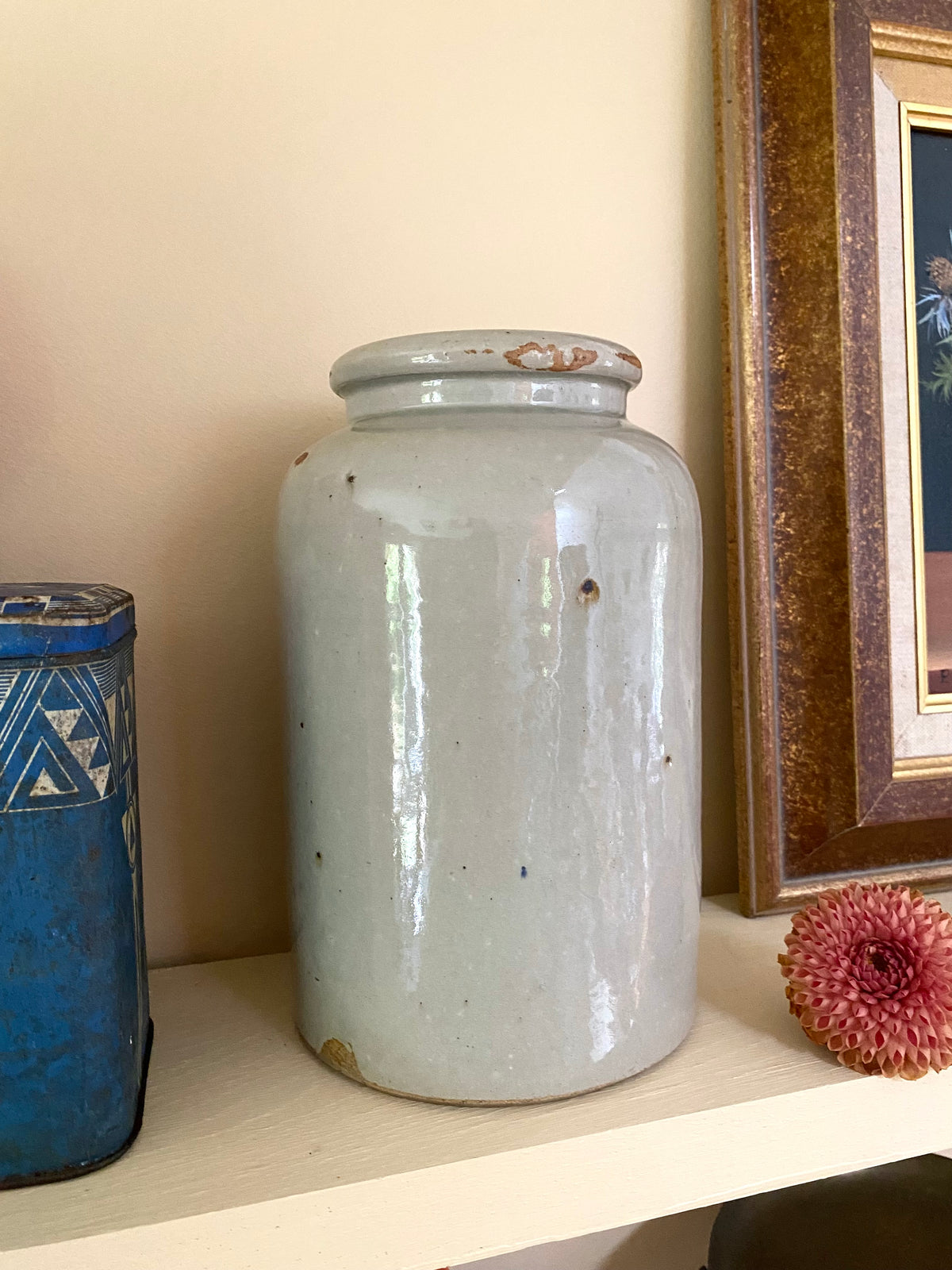 Pot en grès vernissé gris, début XXe siècle