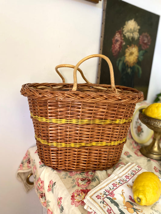 Panier Cabas de Marché Vintage en Osier tressé