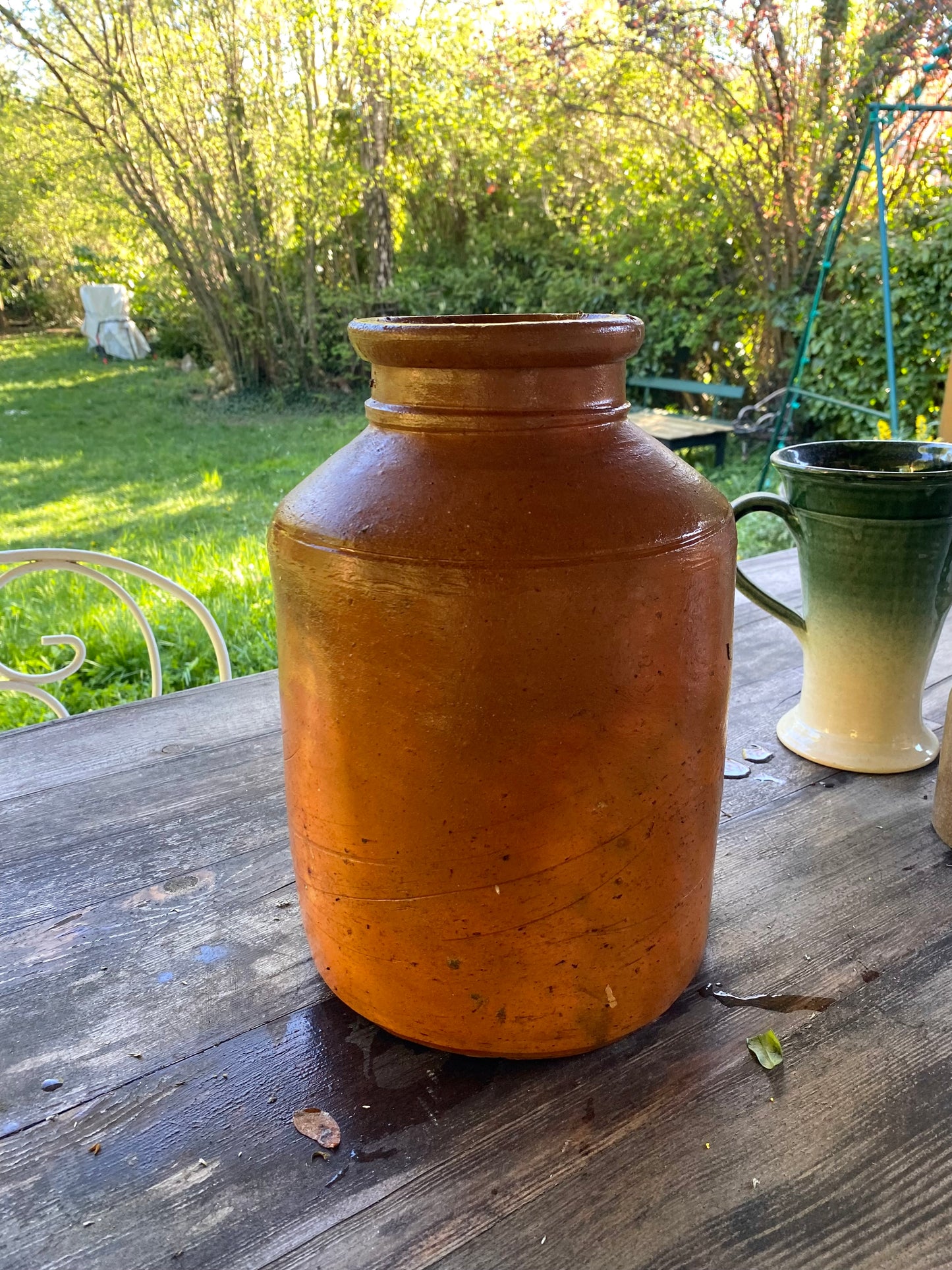 Authentique Grand Pot à Confit en Grès Vernissé Numéroté - fin du XIXe siècle ou du tout début du XXe siècle