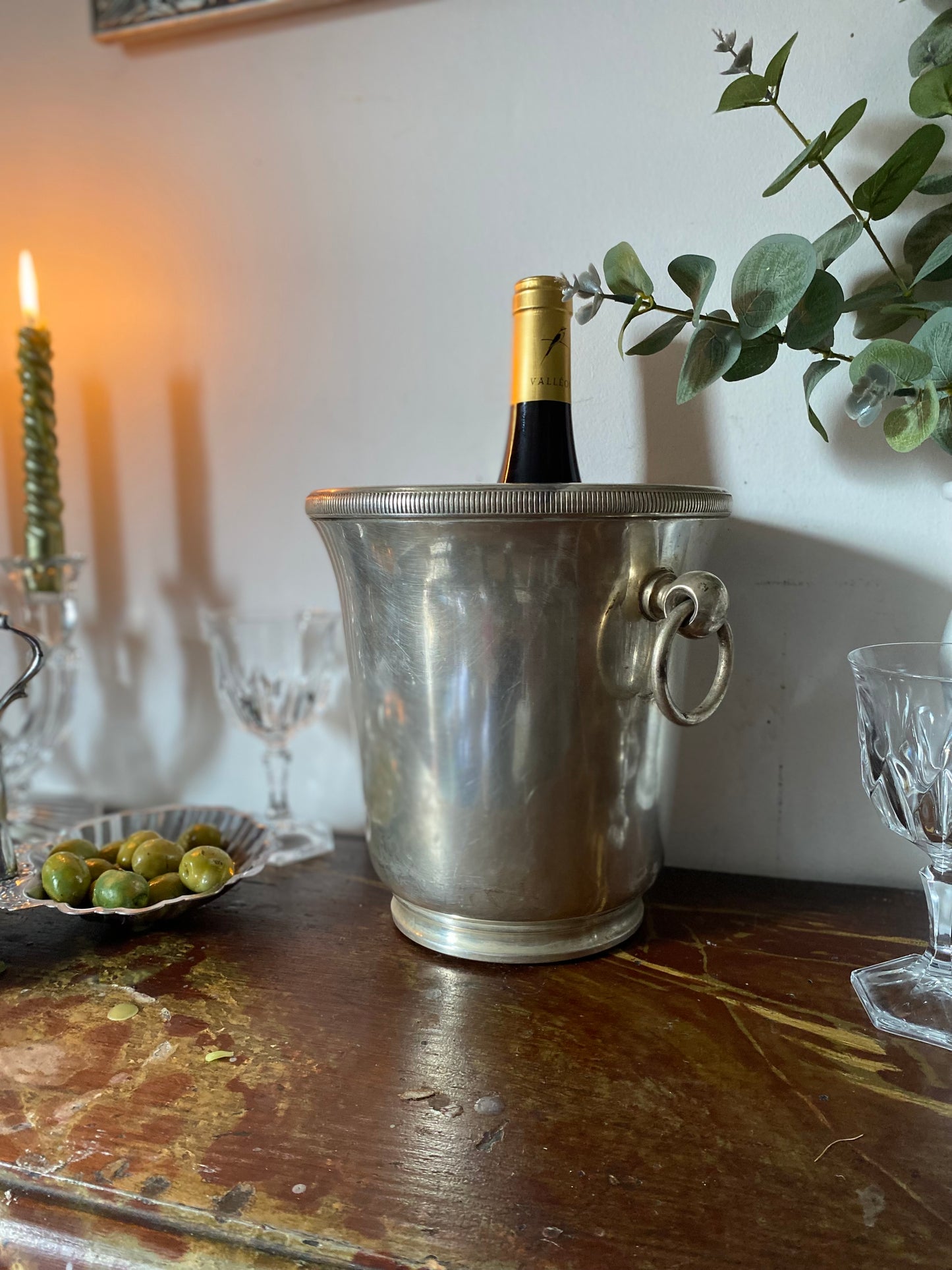 Seau à champagne en métal ancien