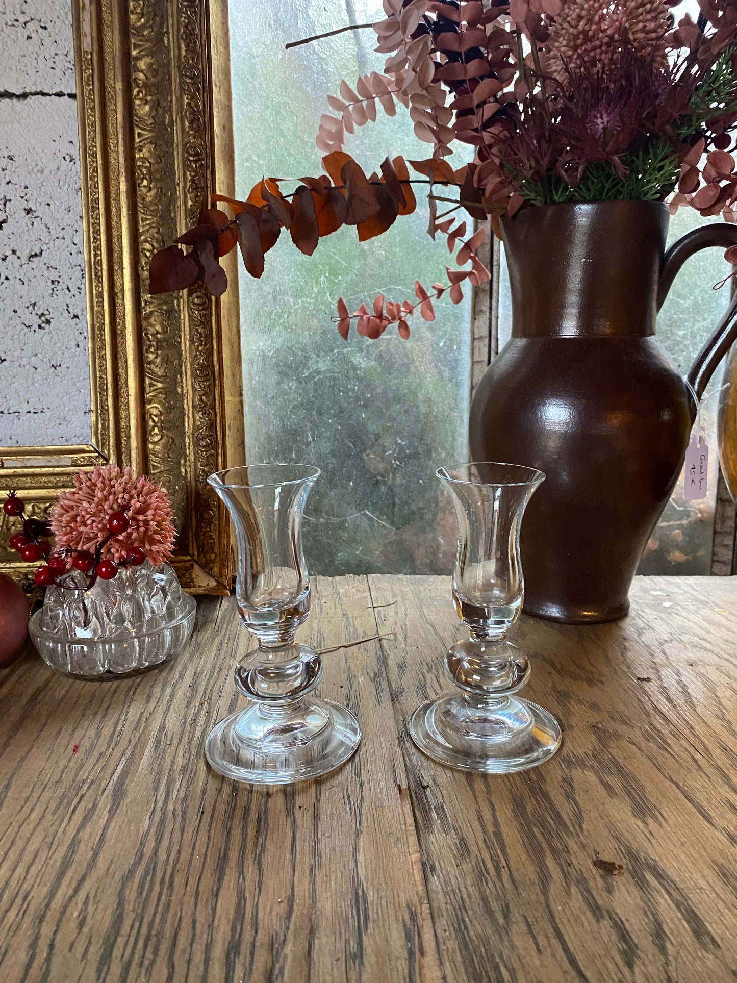 Paire de bougeoir en cristal ancien