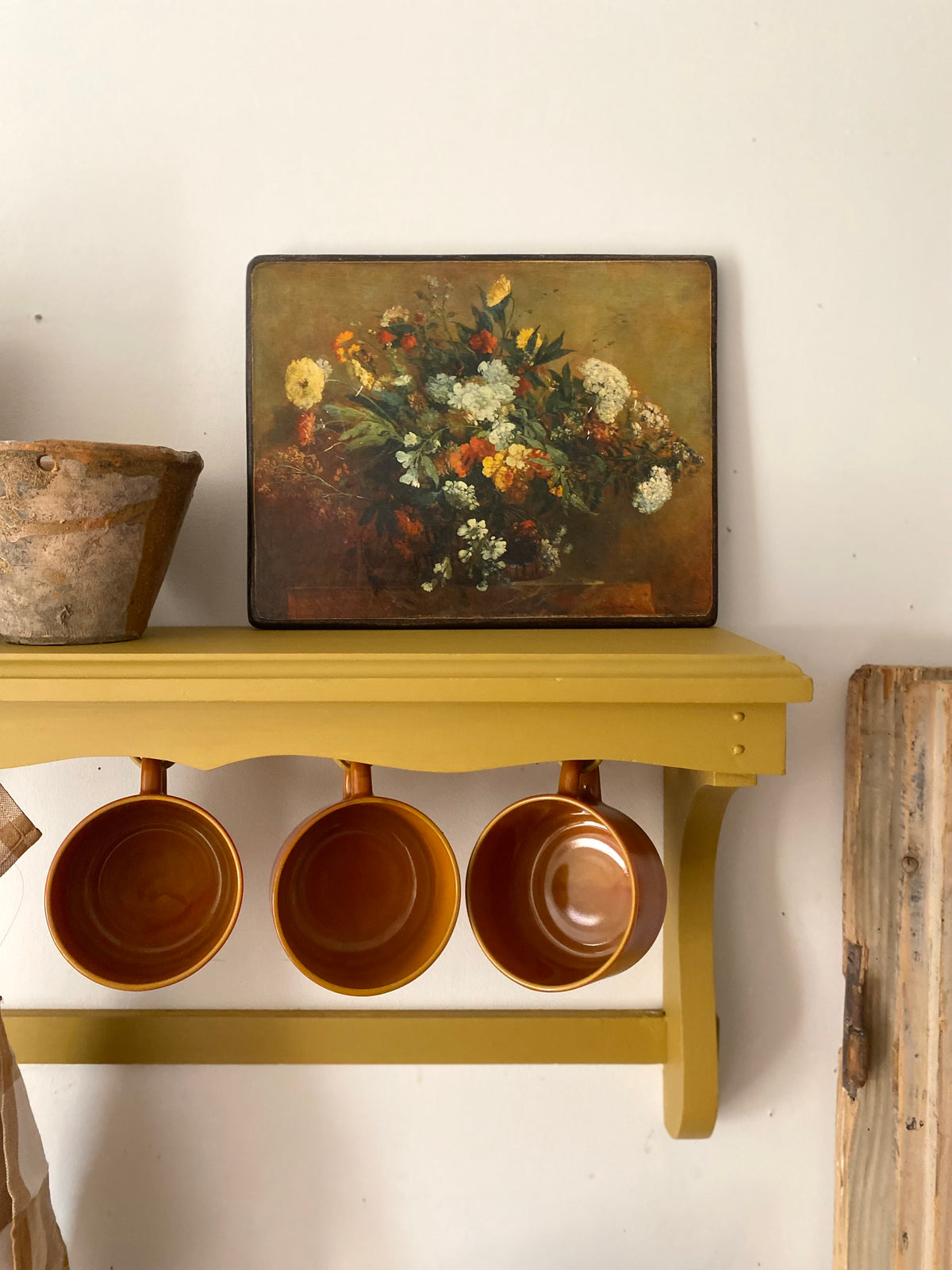 Tableau Bouquet d'après Delacroix, reproduction sur panneau vintage