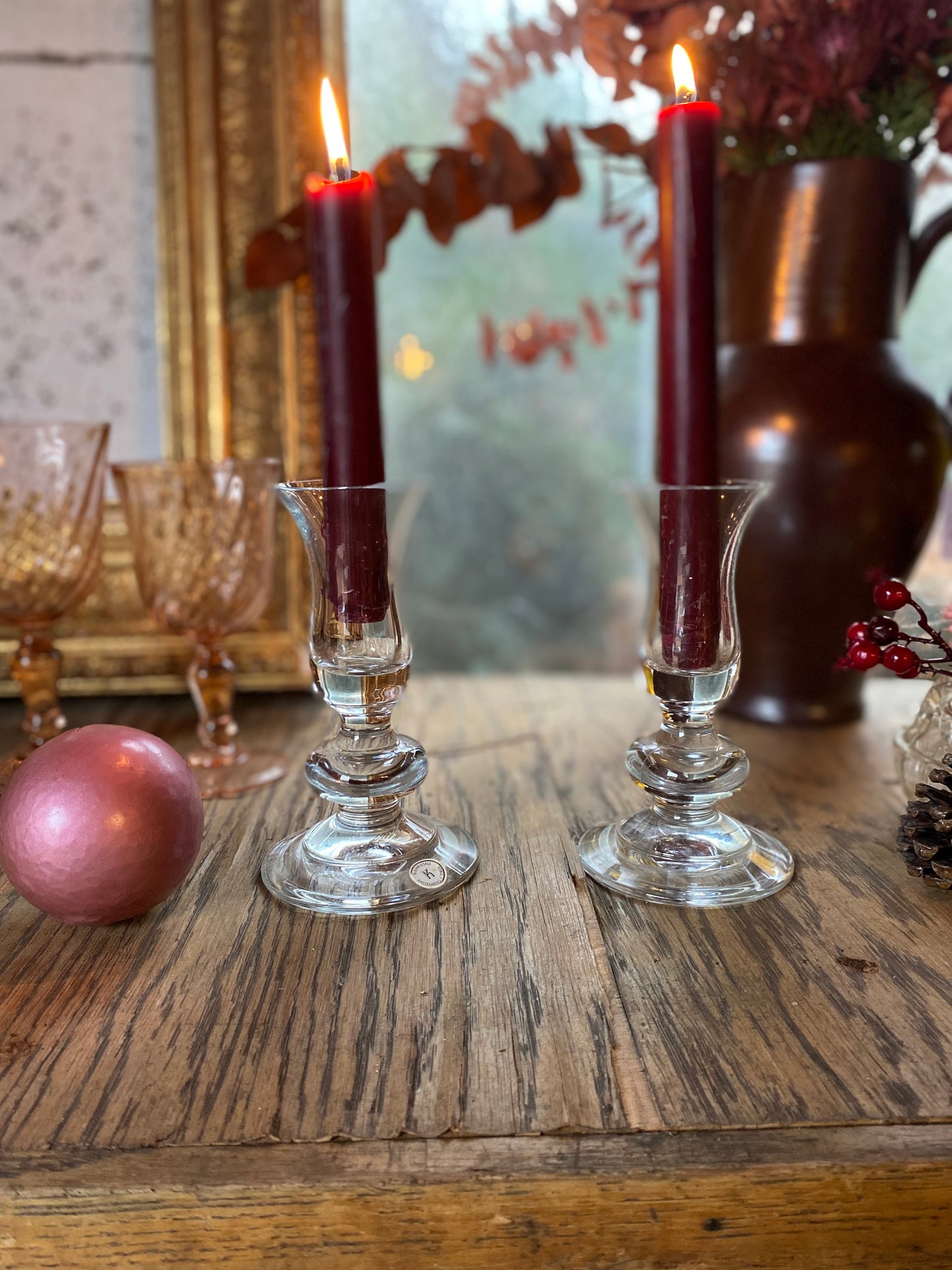 Paire de bougeoir en cristal ancien