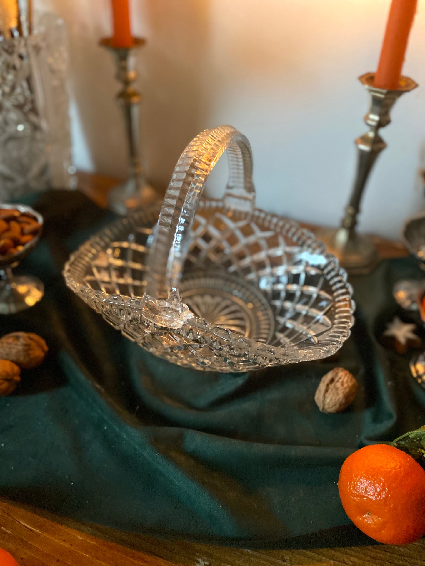 Corbeille à fruit en verre ancien