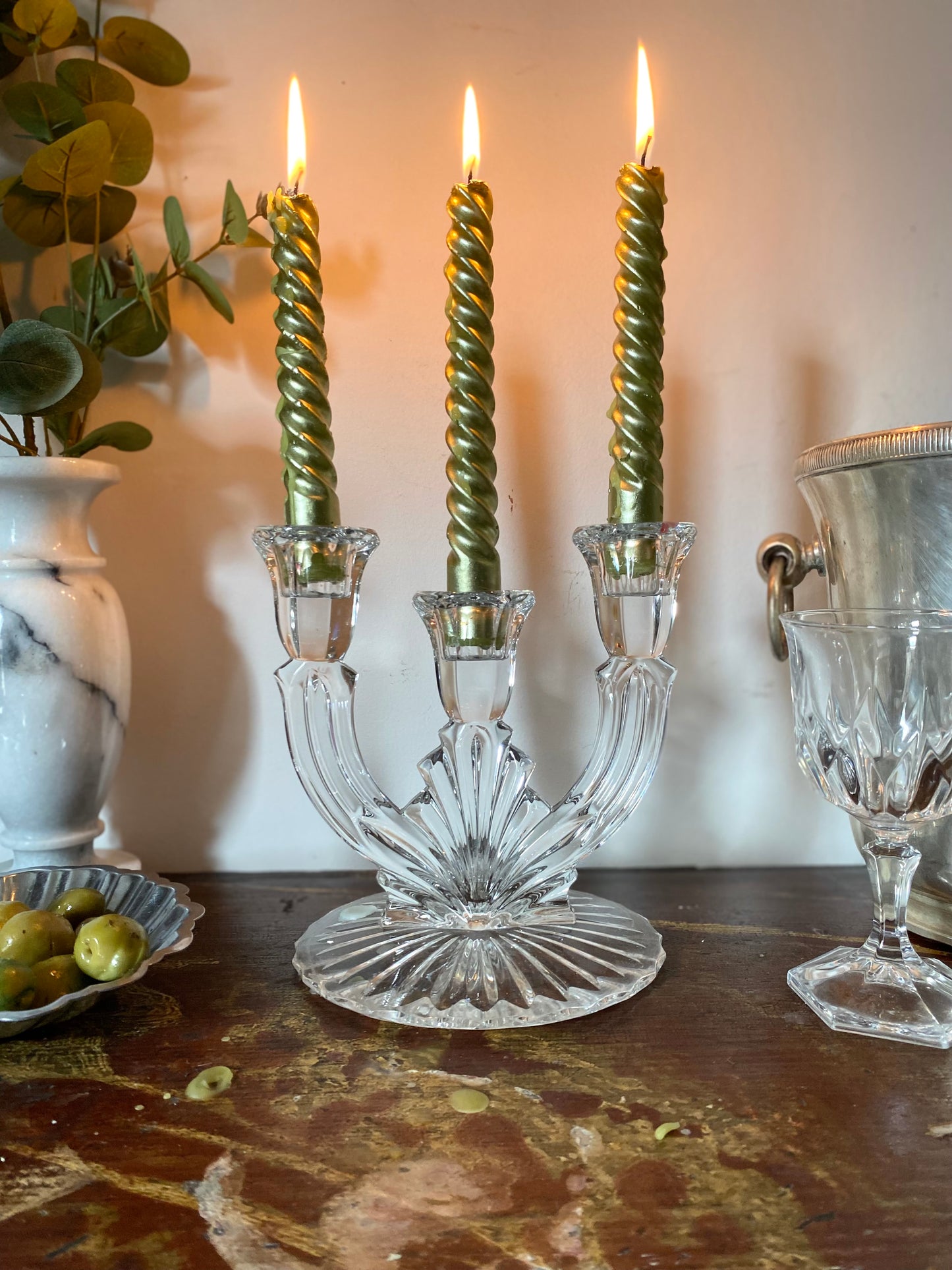 Bougeoir en cristal ancien