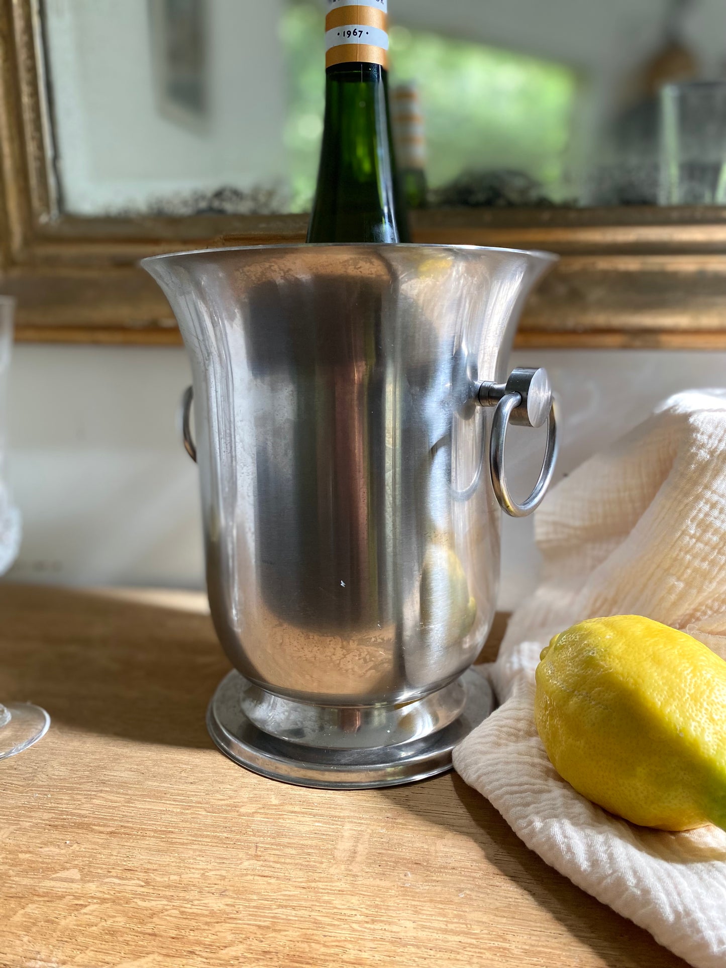 Seau à Champagne en Métal Argenté vintage