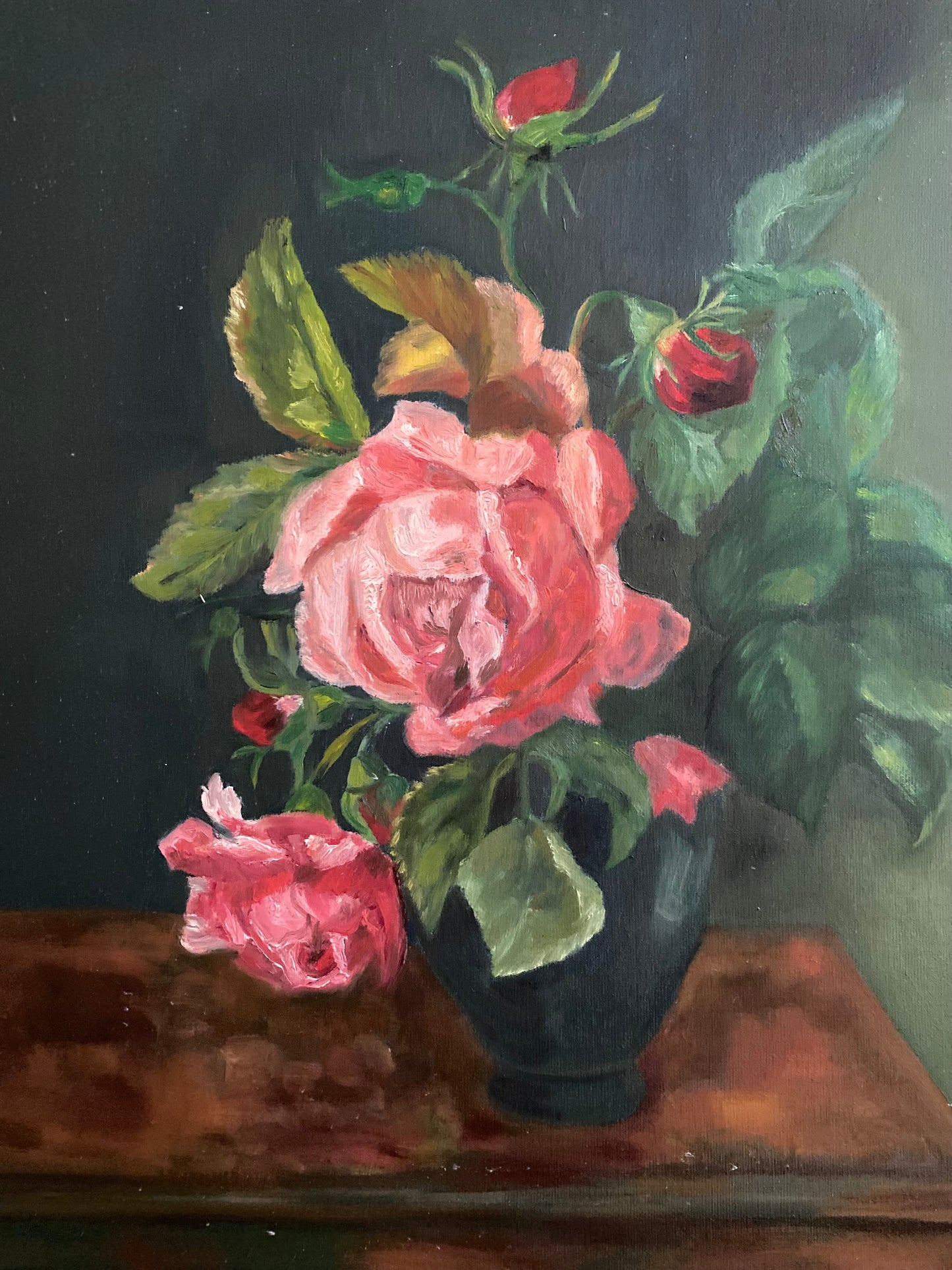 Peinture à l'huile ancienne encadrée