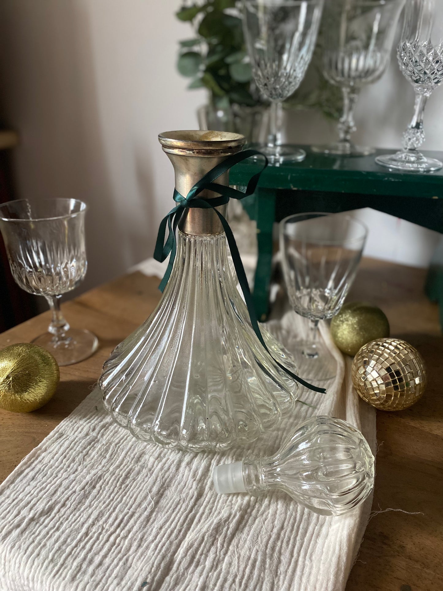 Carafe à décanter en verre ancien