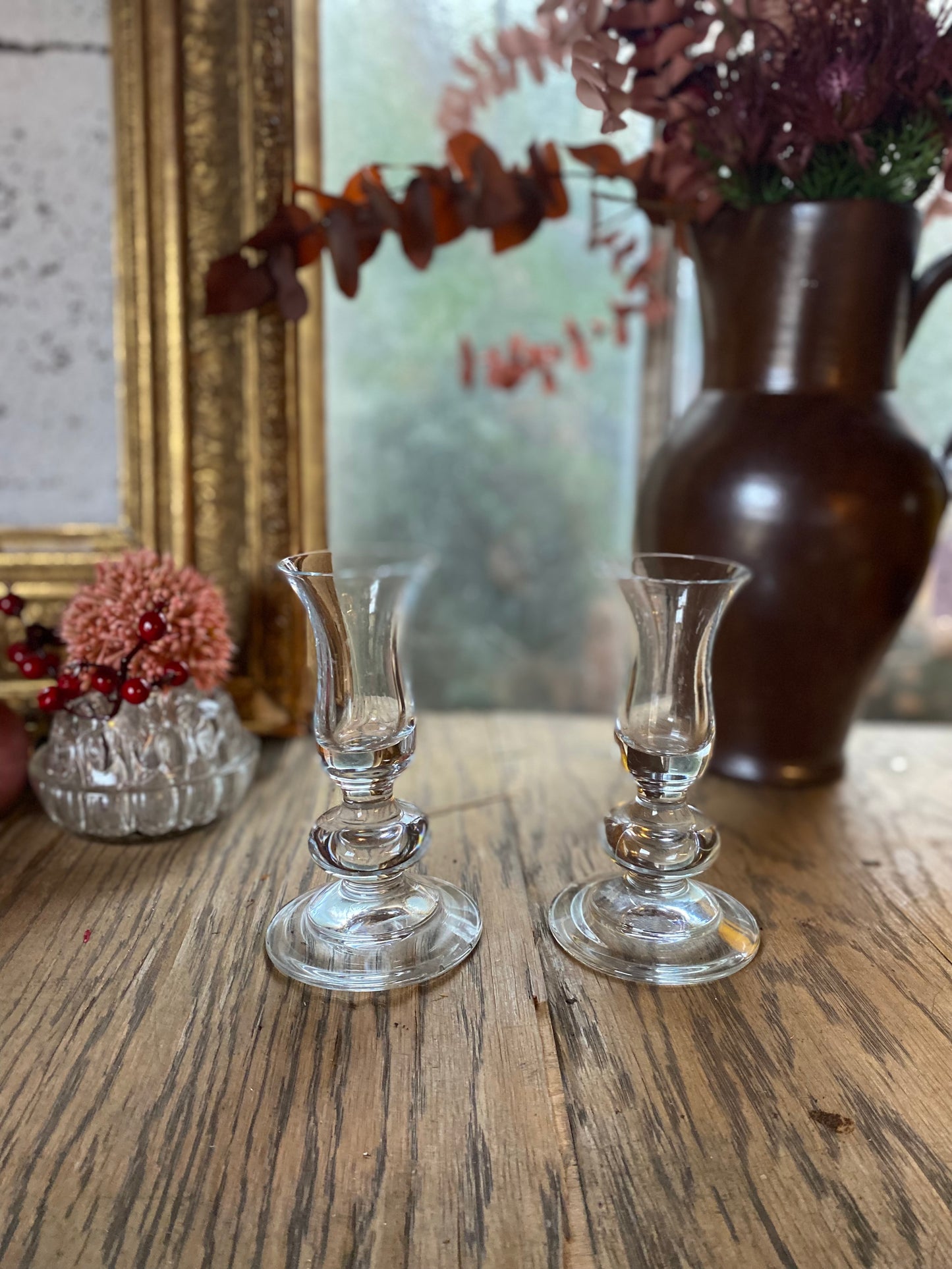 Paire de bougeoir en cristal ancien