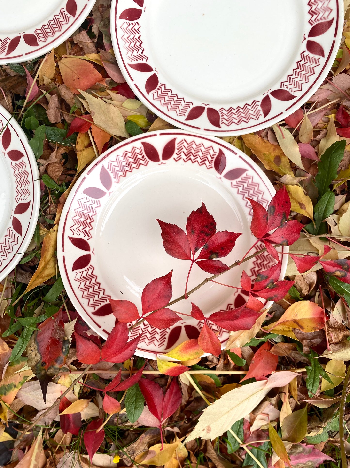 Assiettes à dessert en faïence ancienne