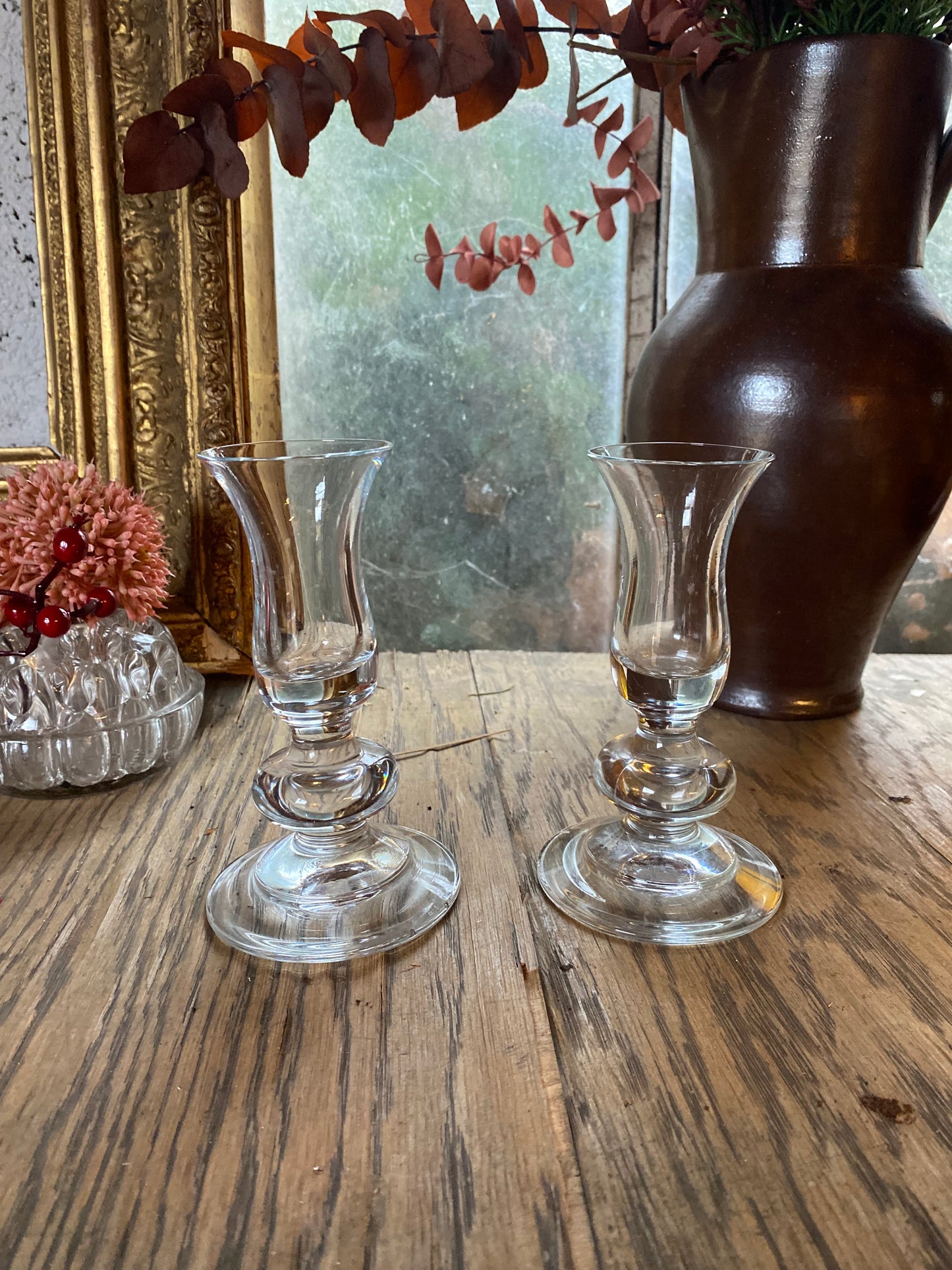 Paire de bougeoir en cristal ancien