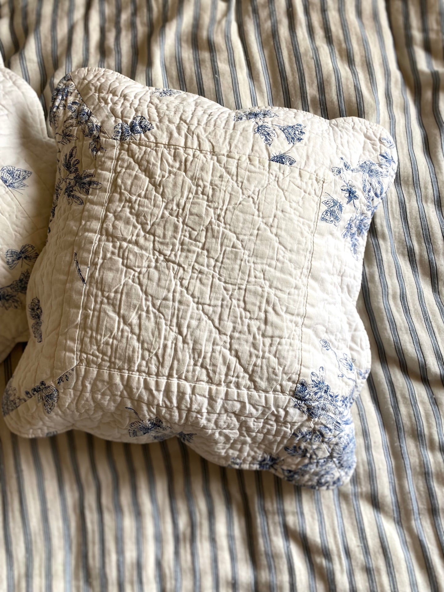 Housses de coussin en coton ancien en toile de Jouy