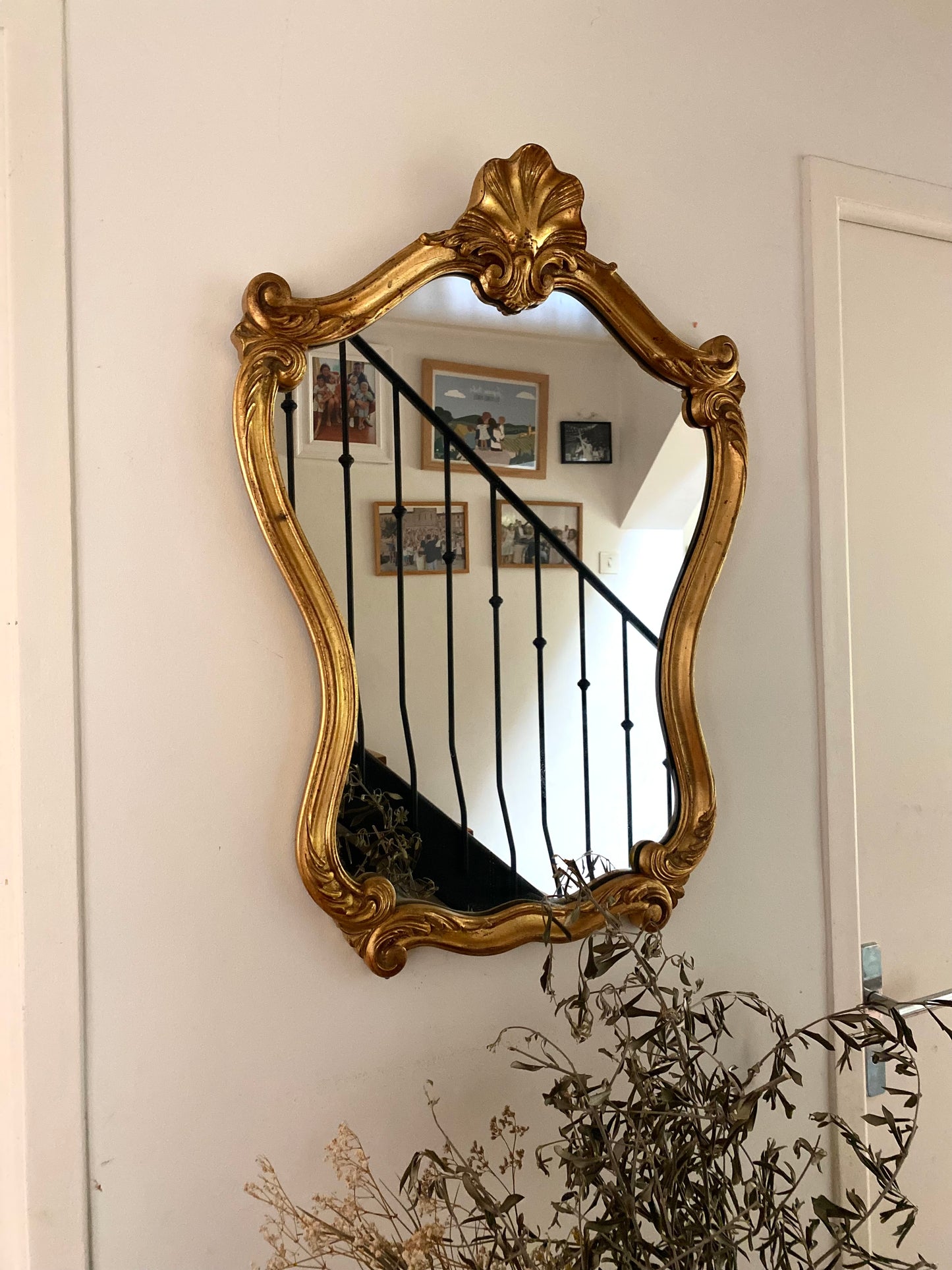 Miroir baroque ancien à coquille