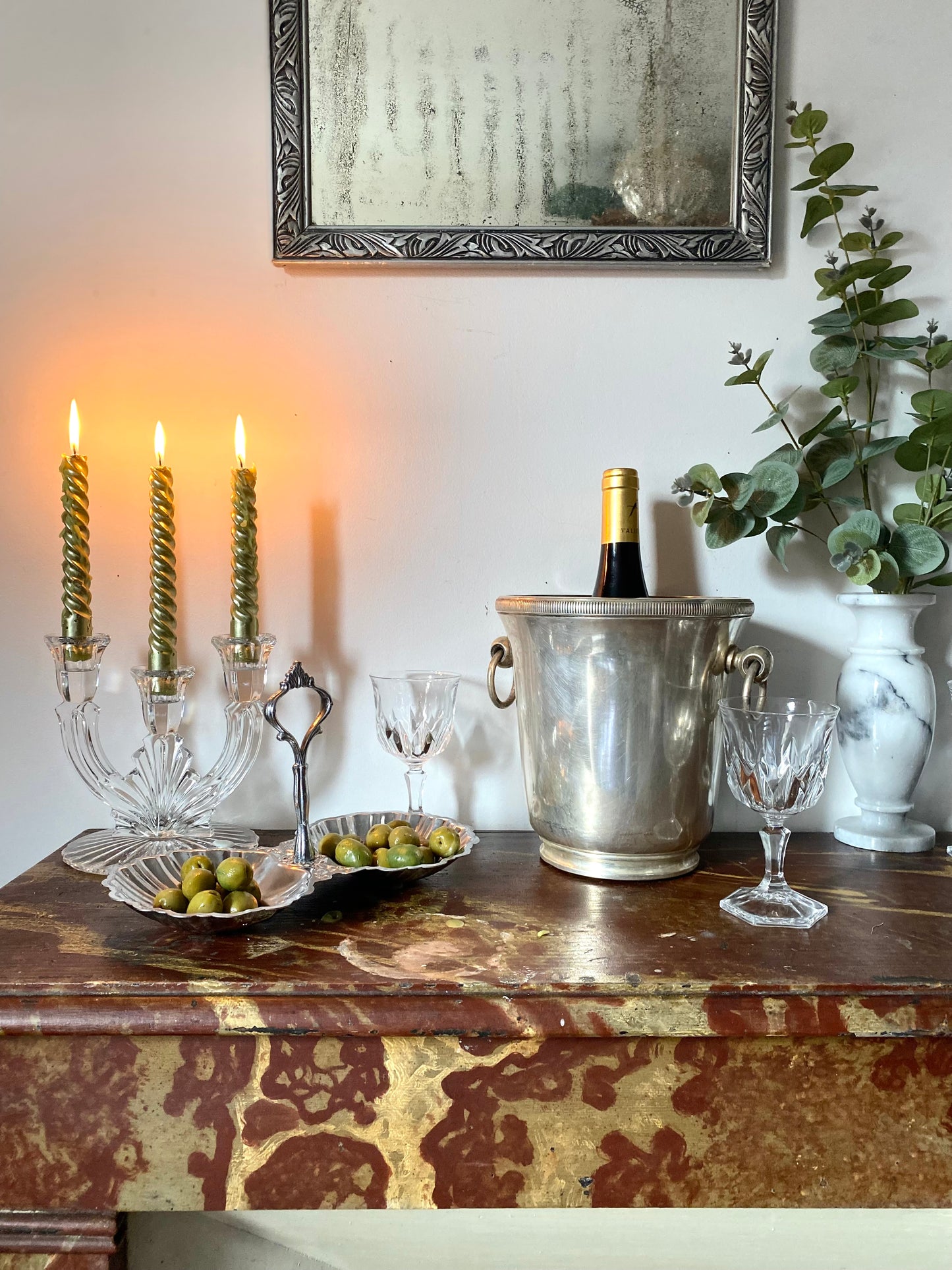 Seau à champagne en métal ancien