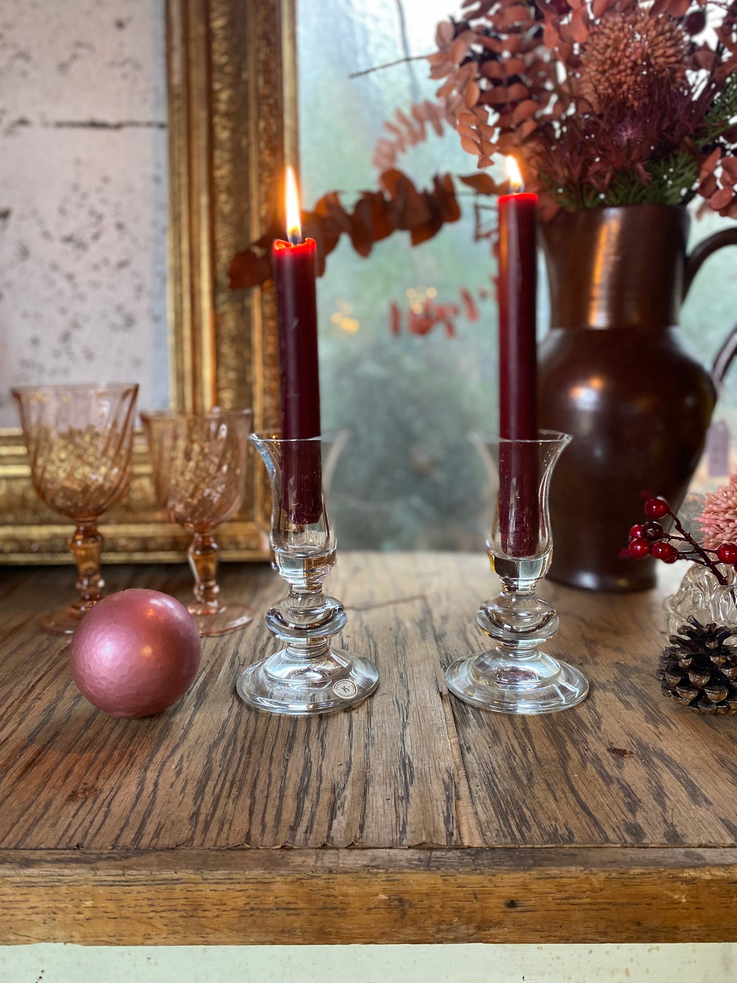 Paire de bougeoir en cristal ancien