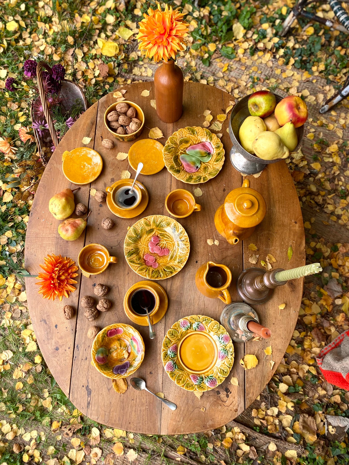 Service à café vintage en céramique vernissée