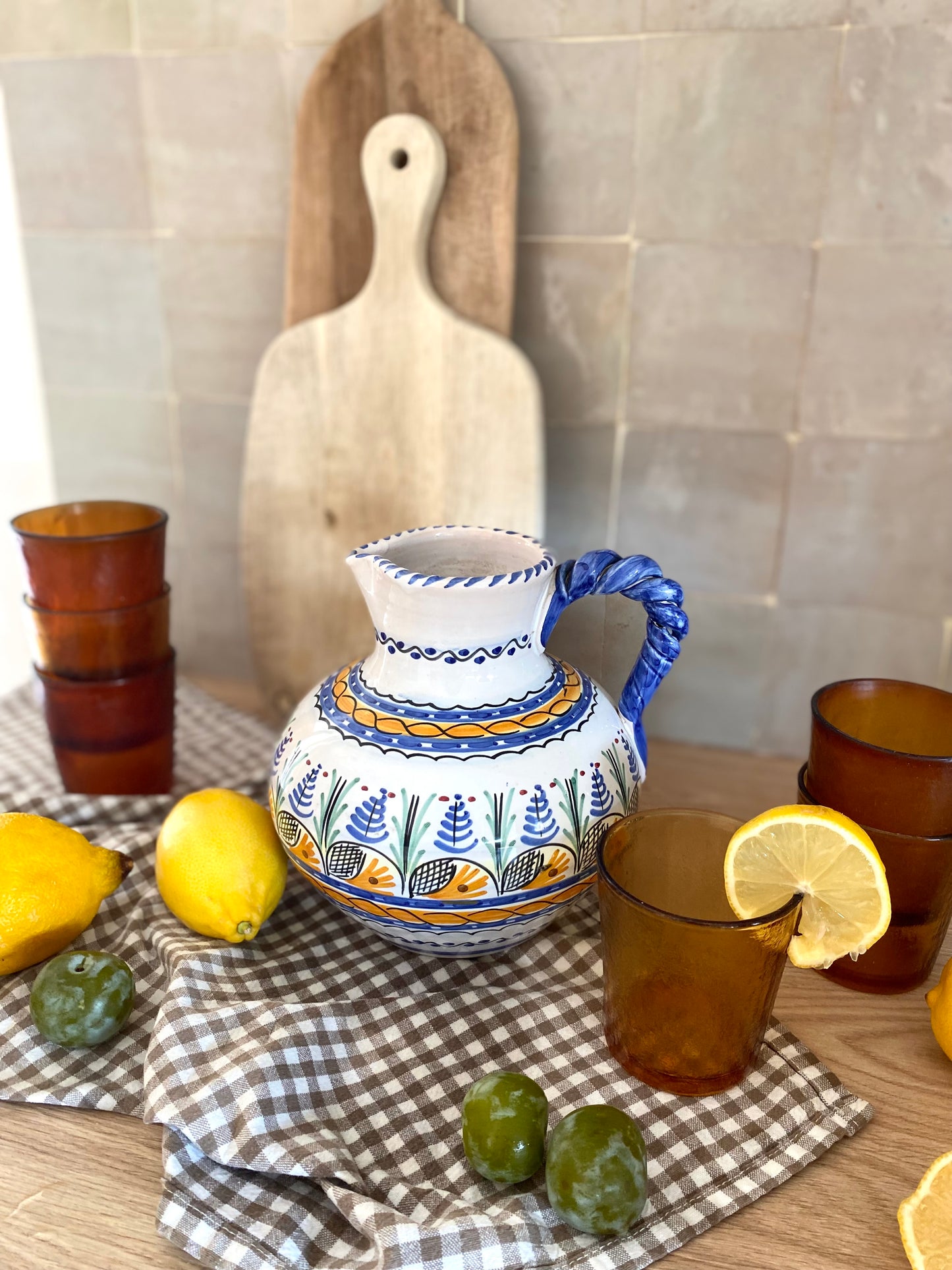 Broc en céramique peinte à la main, esprit Talavera espagnole