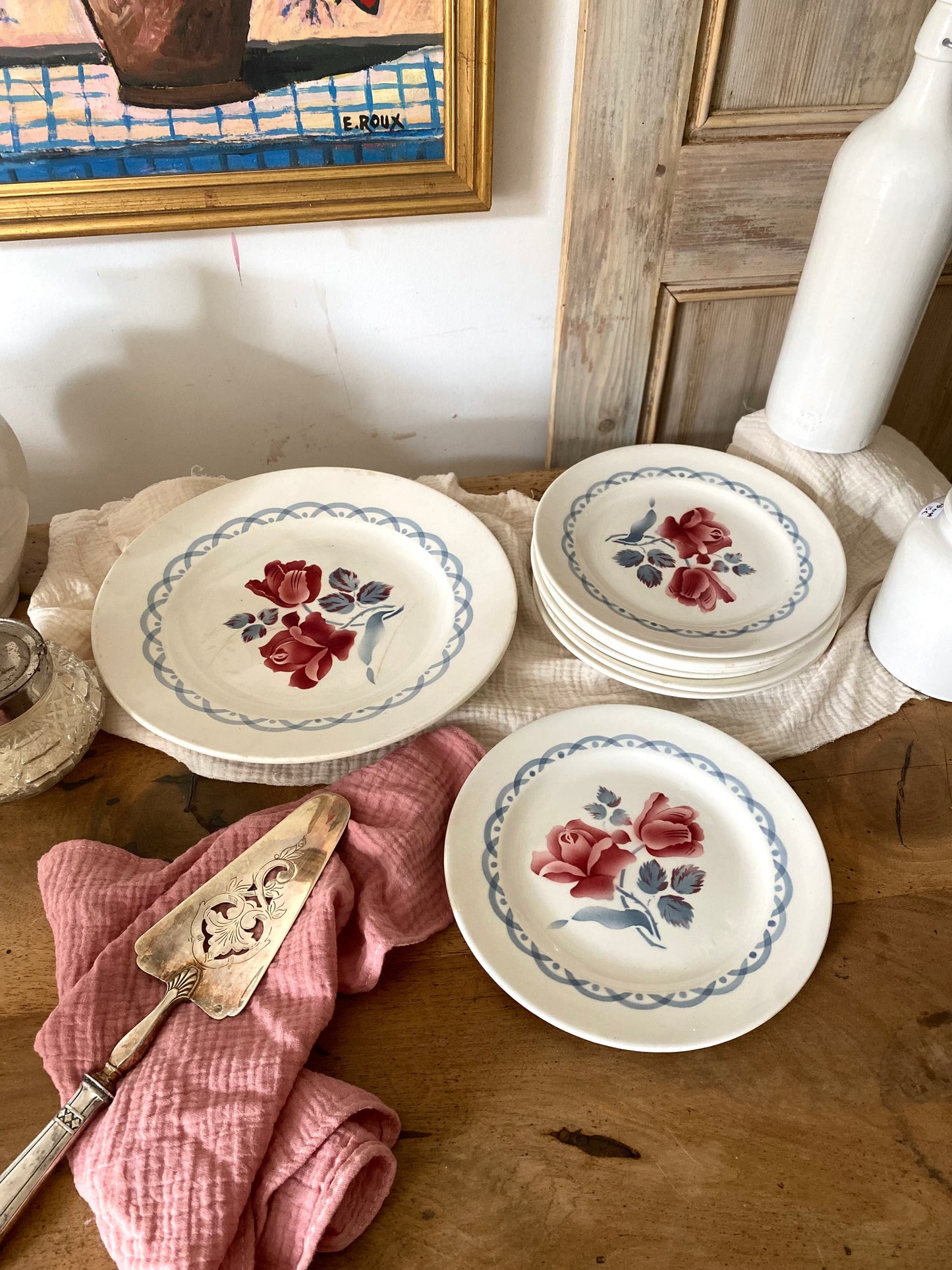 Service à dessert ancien Digoin & Sarreguemines – Modèle "Cannes" 1940