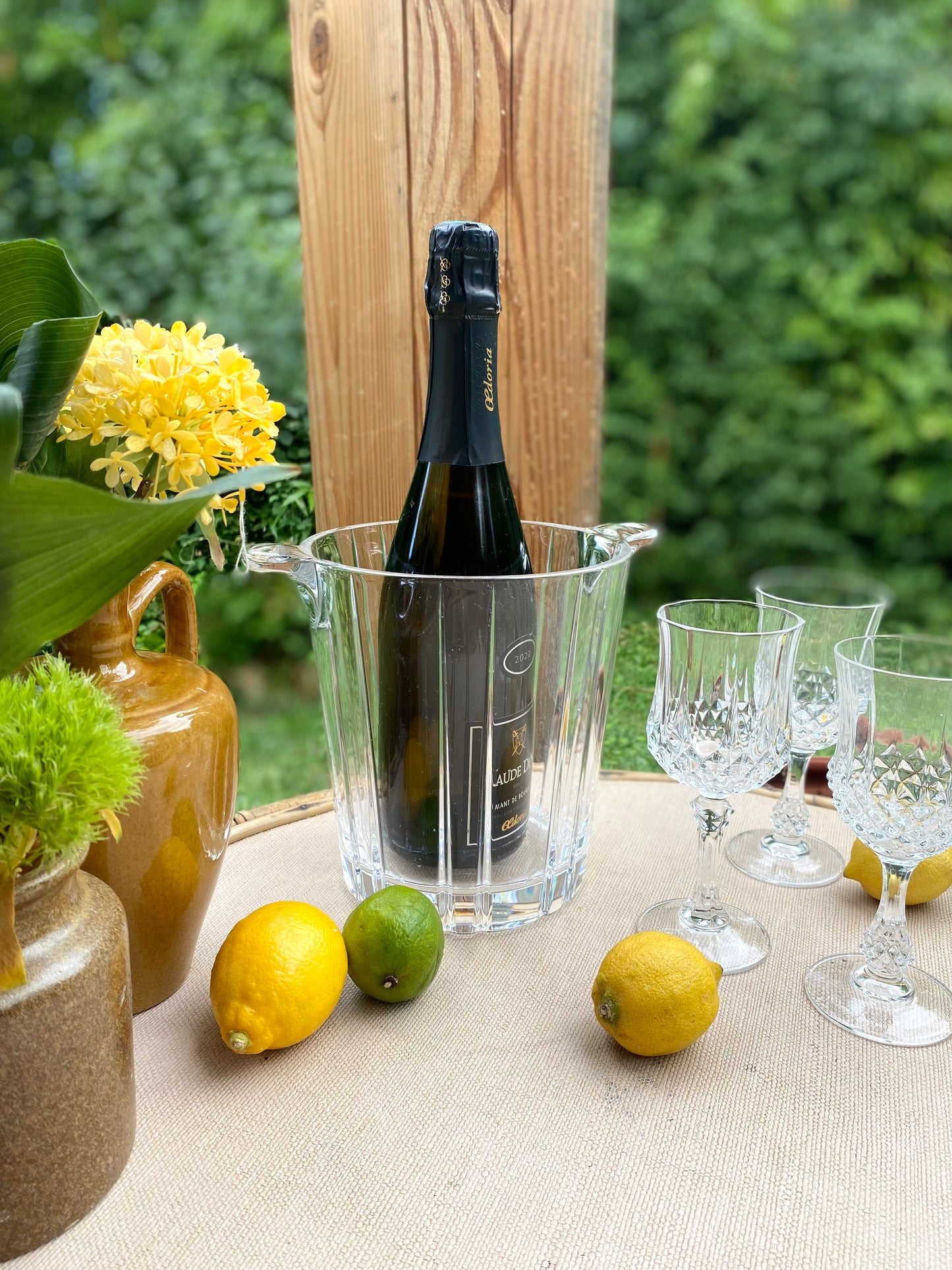 Seau à champagne en cristal ancien