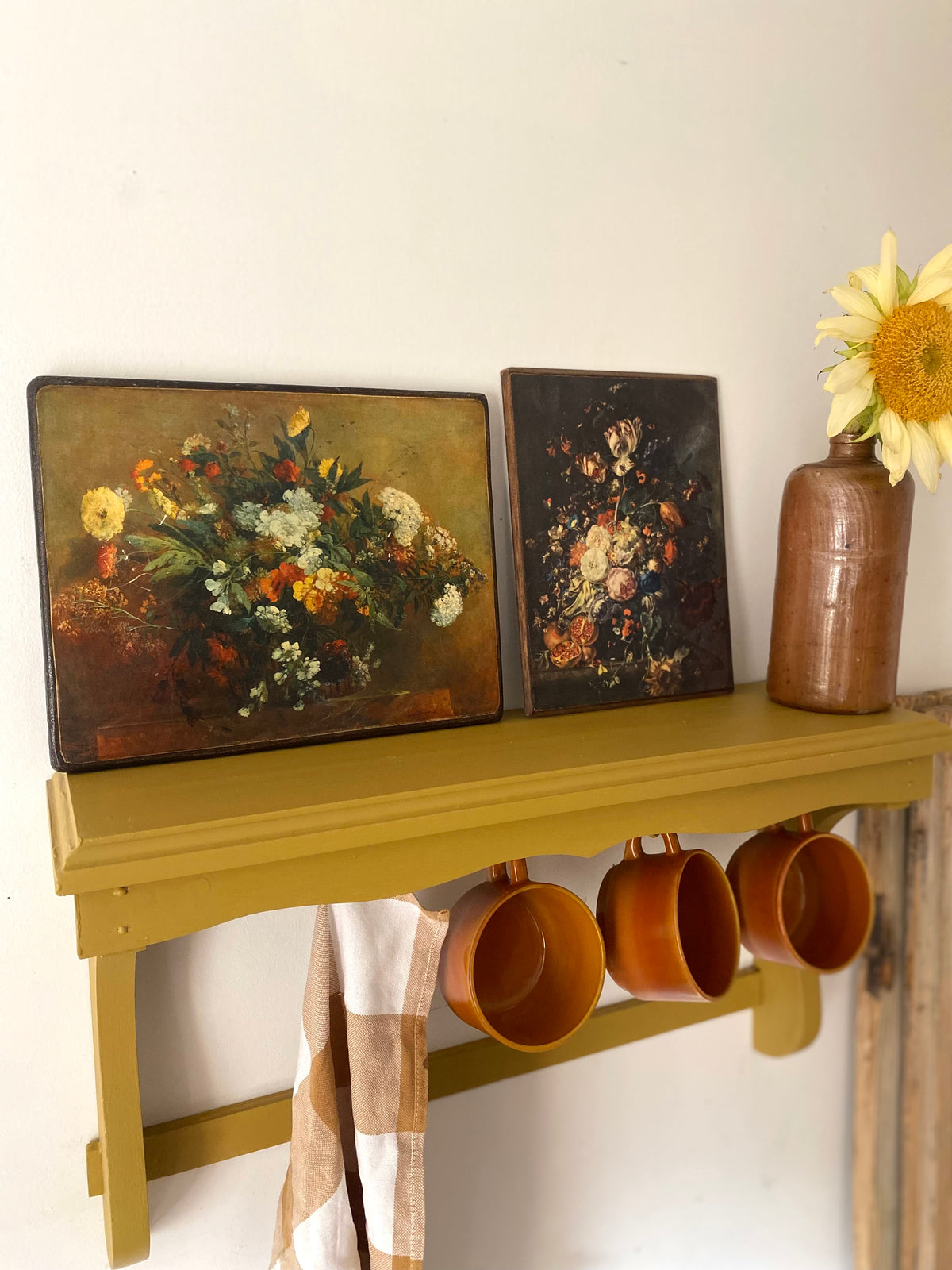 Tableau Bouquet d'après Delacroix, reproduction sur panneau vintage