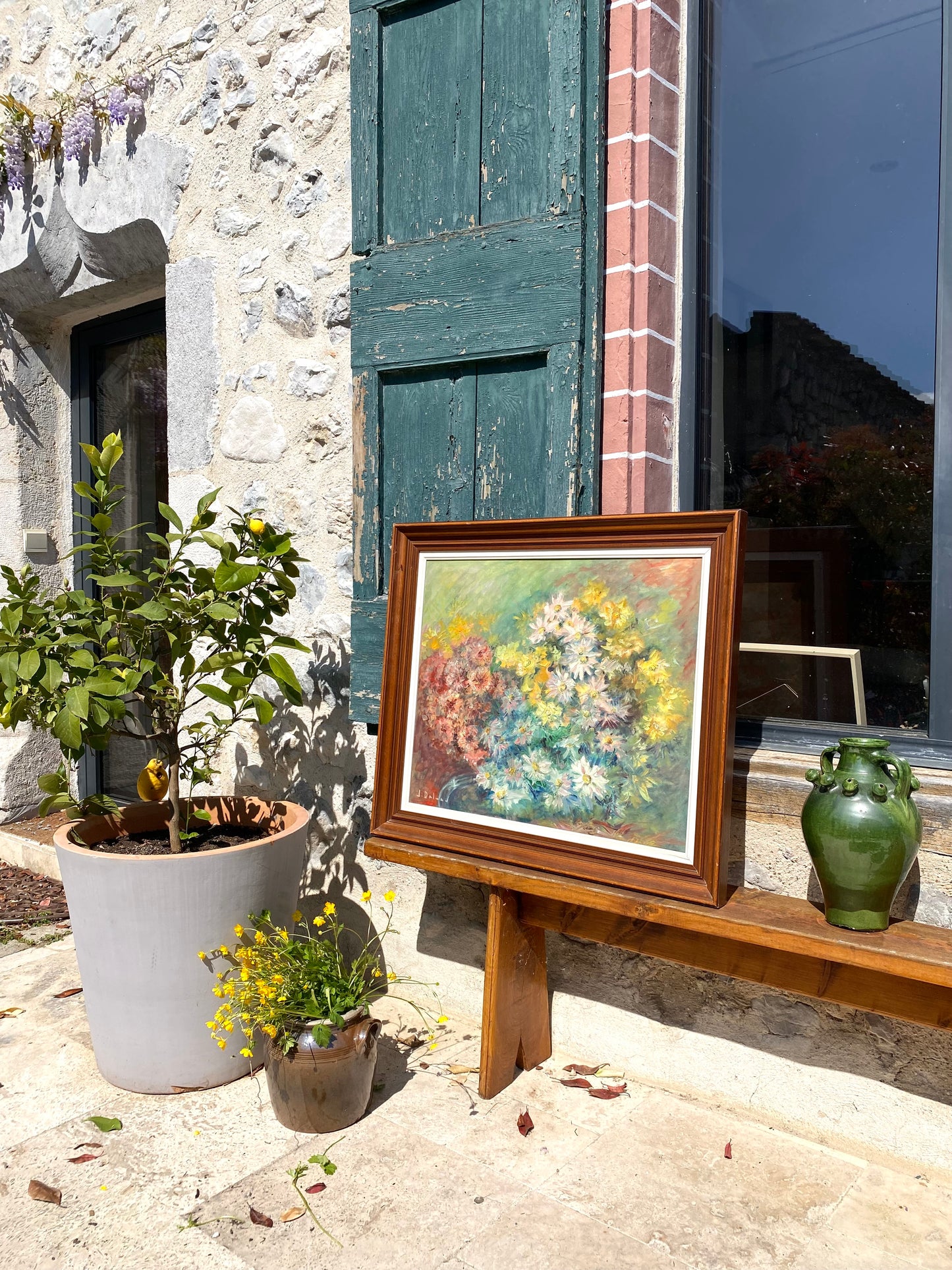 Huile sur toile - Bouquet impressionniste - 1950