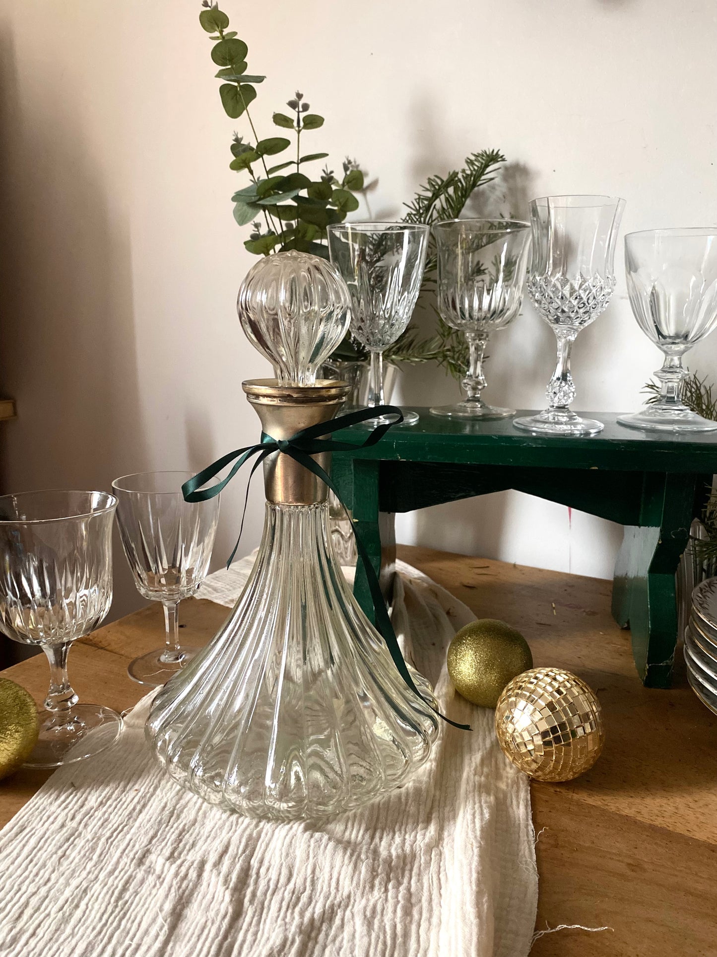 Carafe à décanter en verre ancien