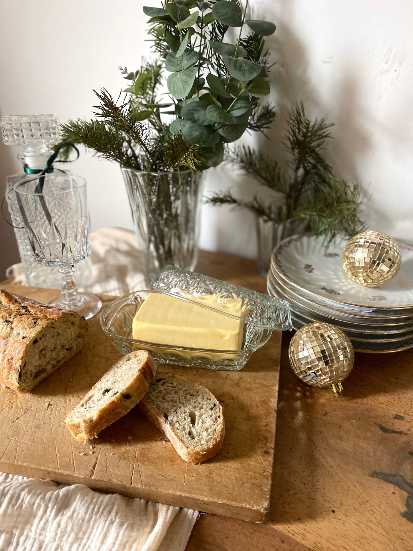 Beurrier en verre vintage