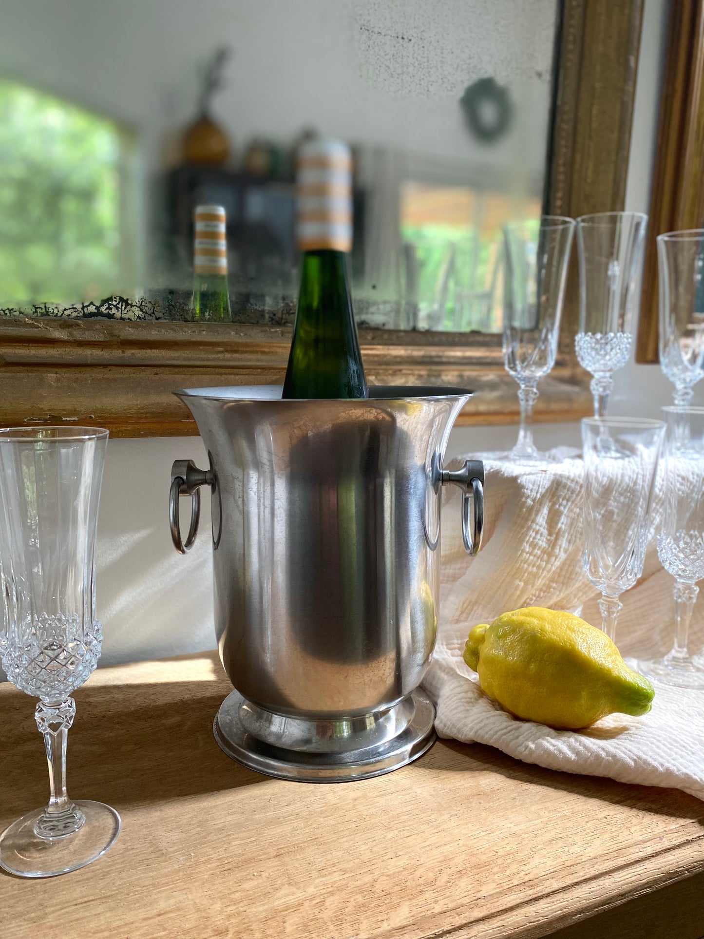 Seau à Champagne en Métal Argenté vintage