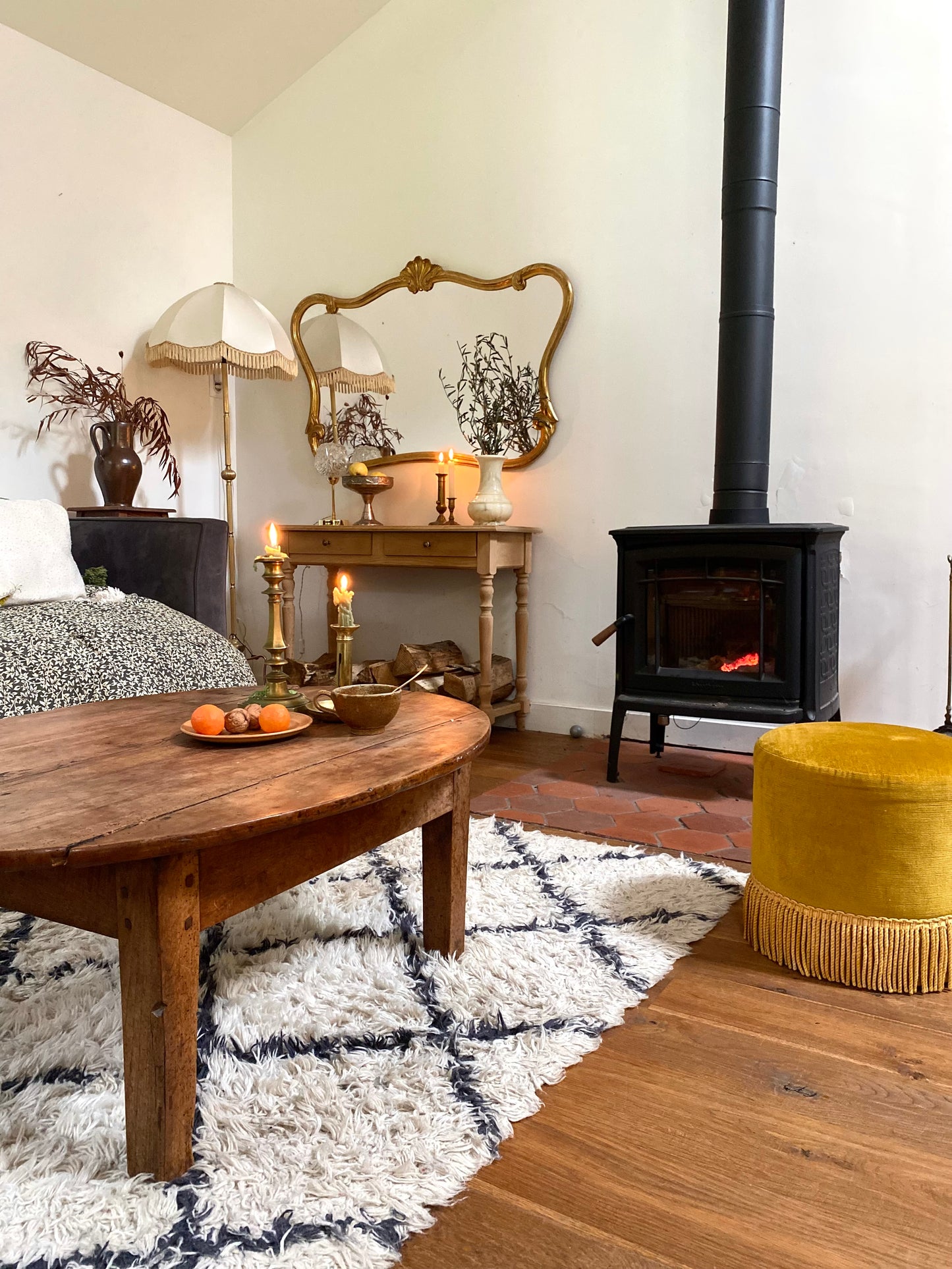 Grand miroir baroque ancien à coquille