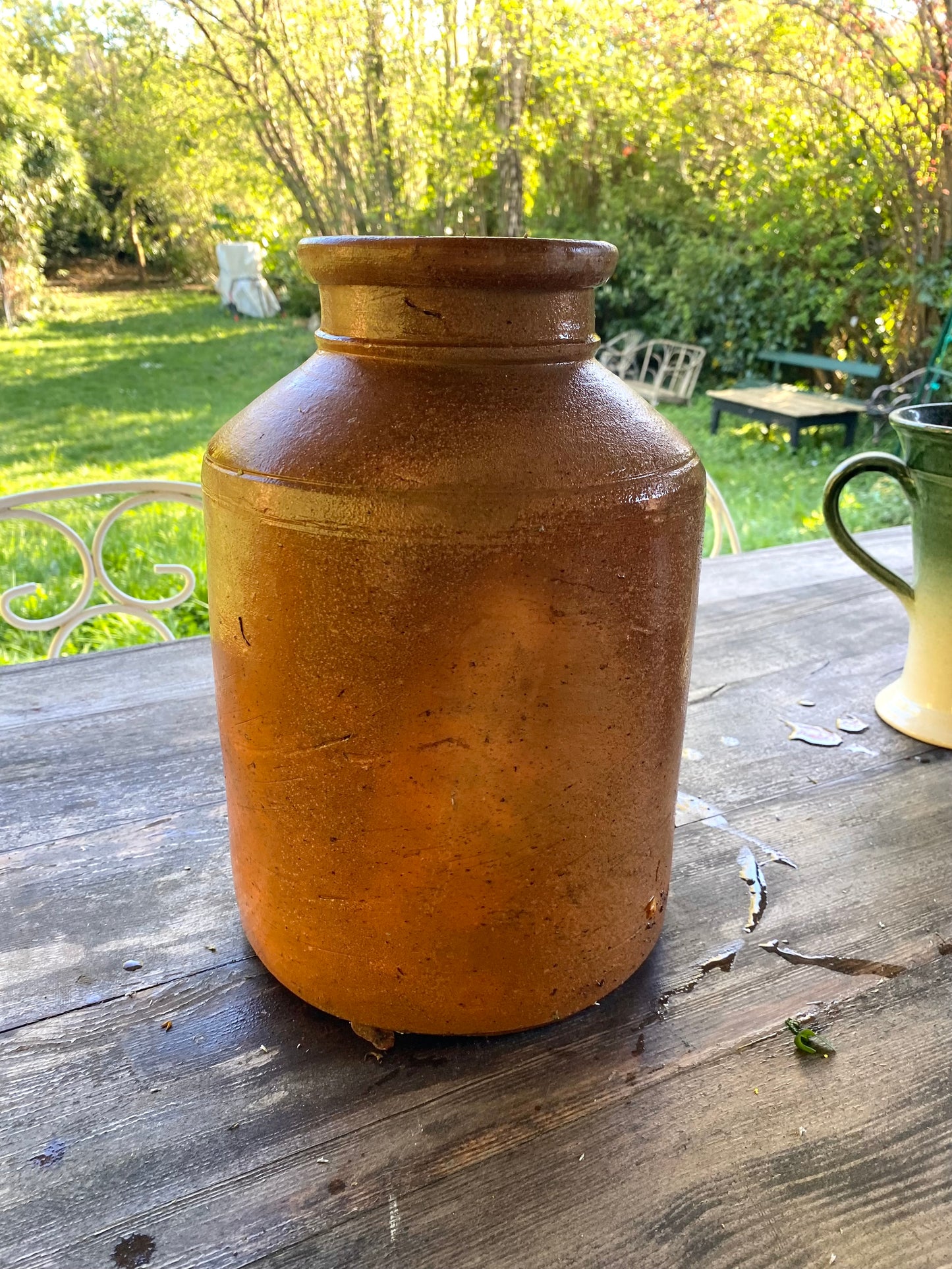 Authentique Grand Pot à Confit en Grès Vernissé Numéroté - fin du XIXe siècle ou du tout début du XXe siècle