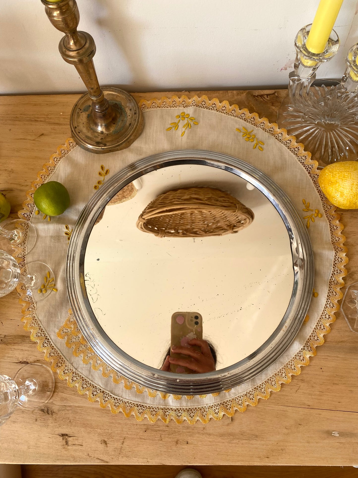 Plateau de service miroir ancien