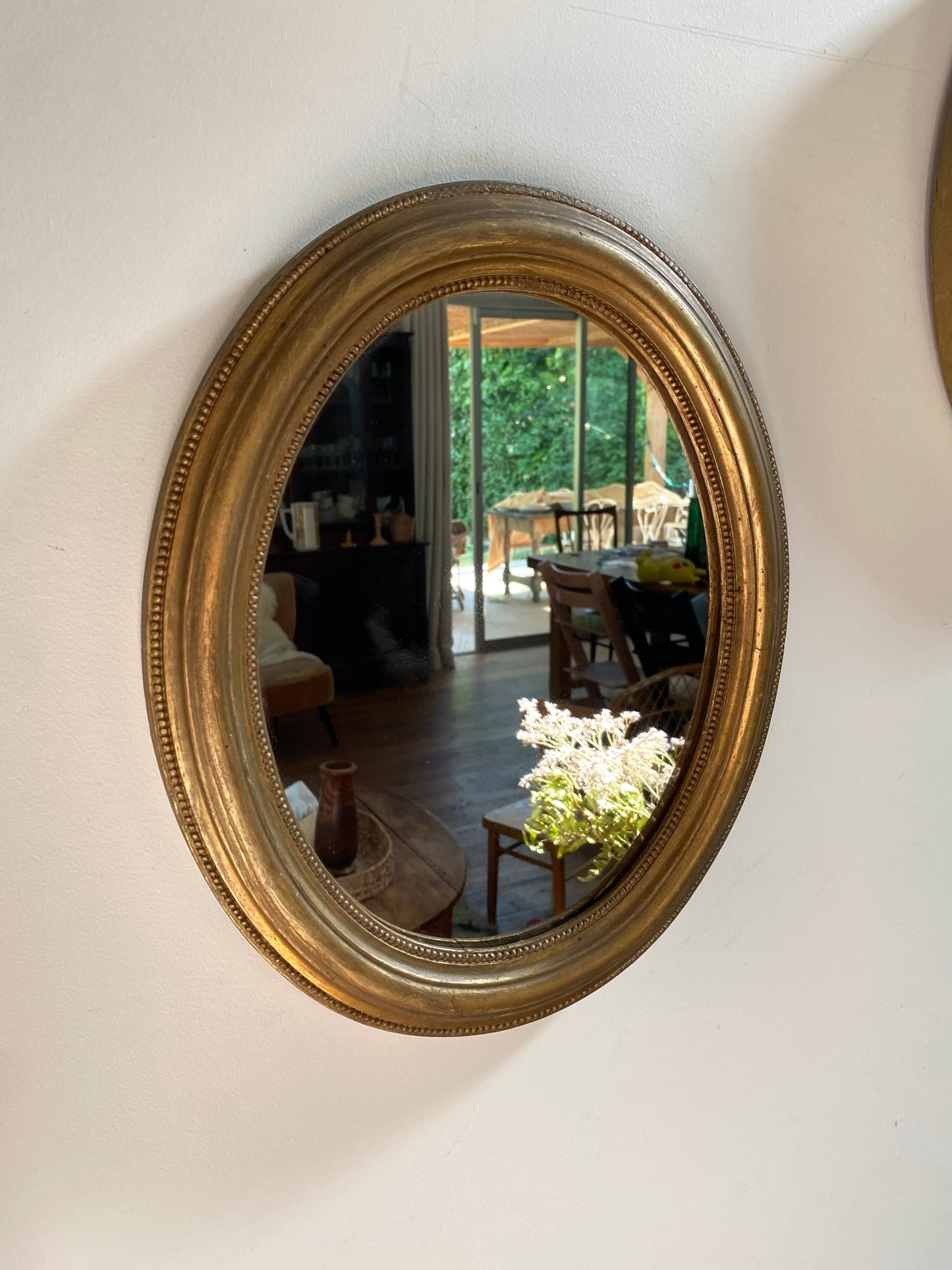 Miroir ovale en bois doré, style Napoléon III