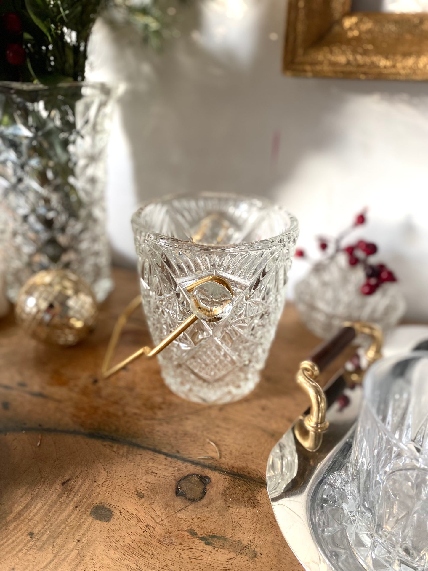 Seau à glaçon en verre taillé