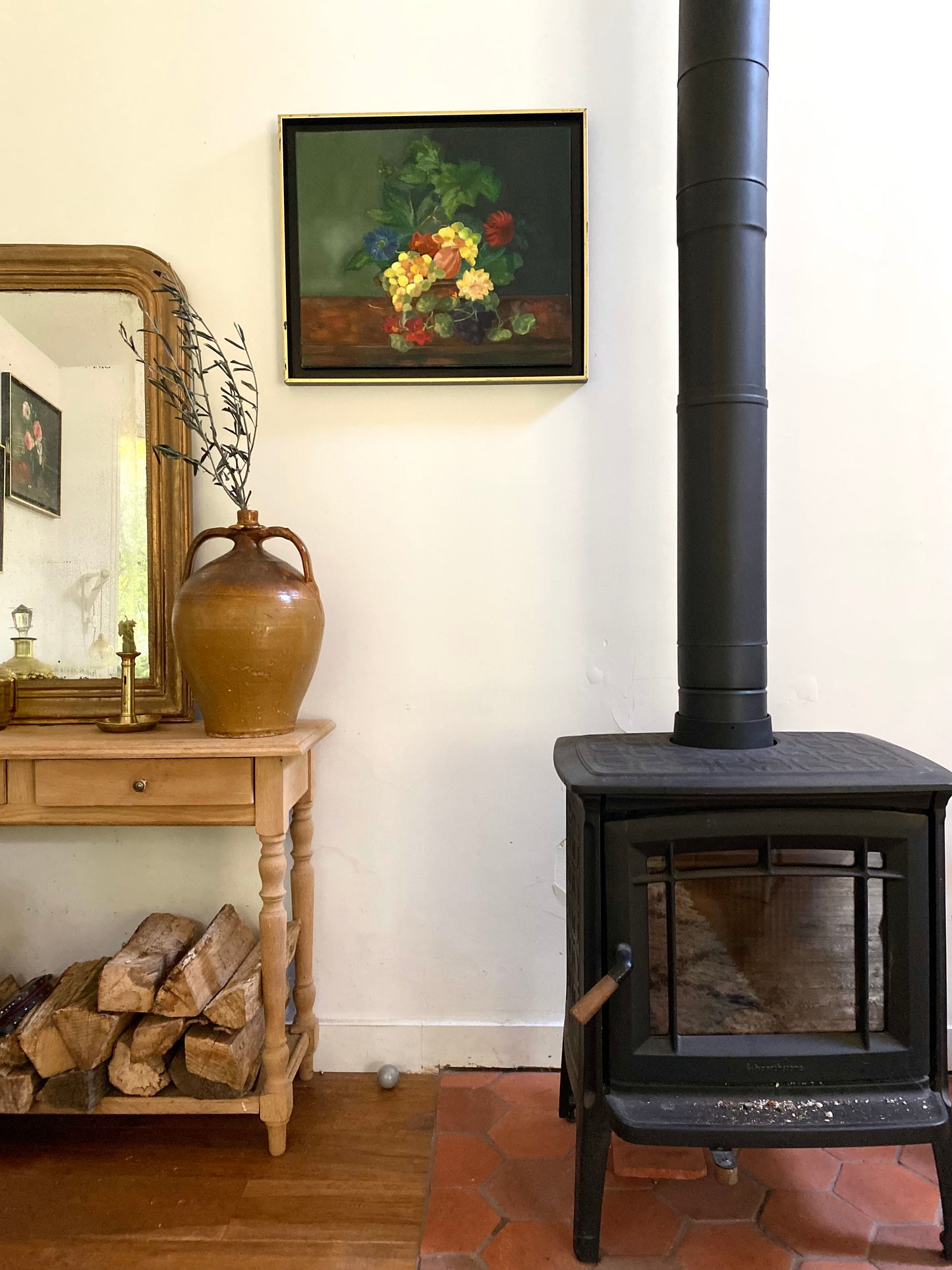 Peinture à l'huile ancienne encadrée