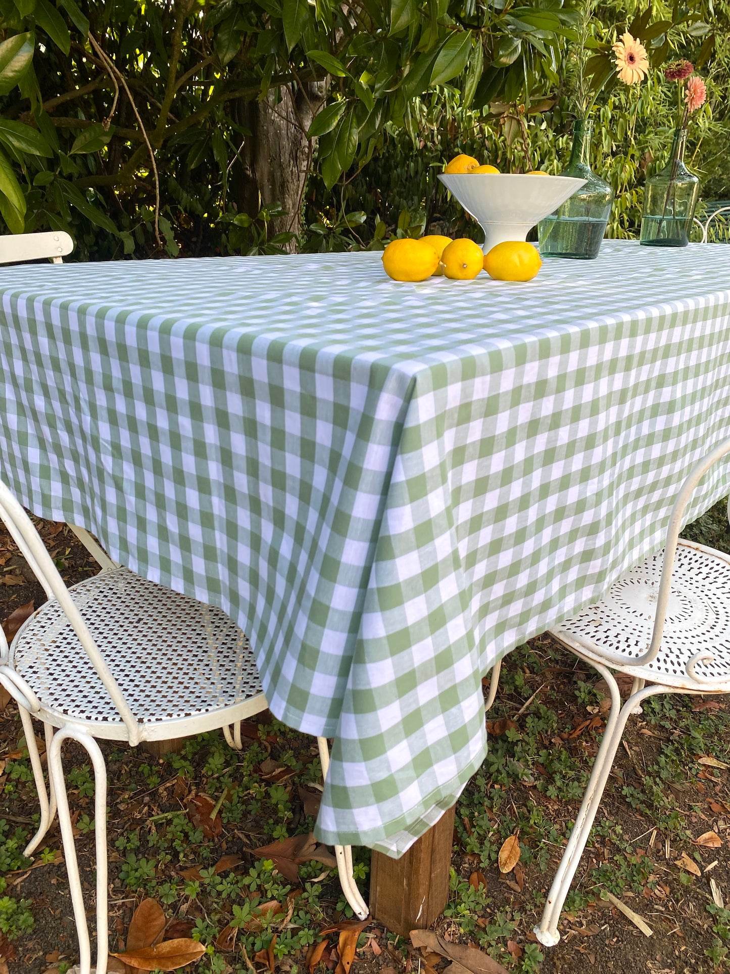 Nappe vichy vert menthe – popeline de coton, 150 x 250 cm
