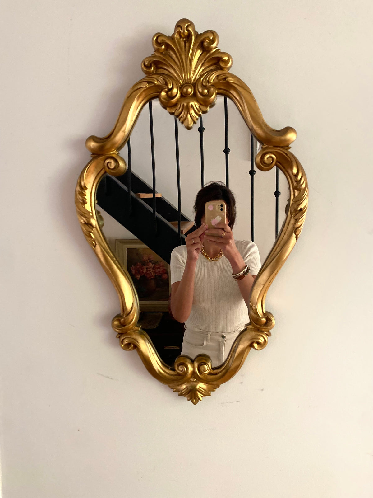 Miroir doré de style Louis XV, milieu du XXe siècle