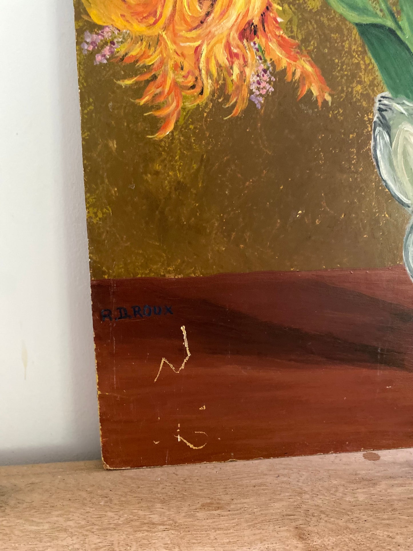 Bouquet de tulipes au fond doré — Huile sur panneau, 1977