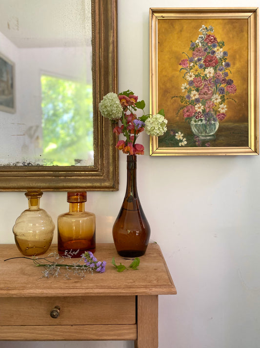 Bouteille d’apothicaire en verre ambrée 1900