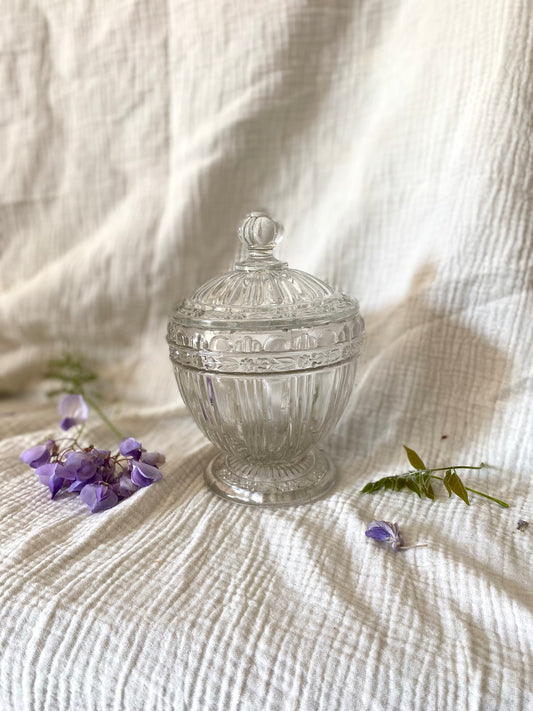 Bonbonnière Vintage en Verre Moulé