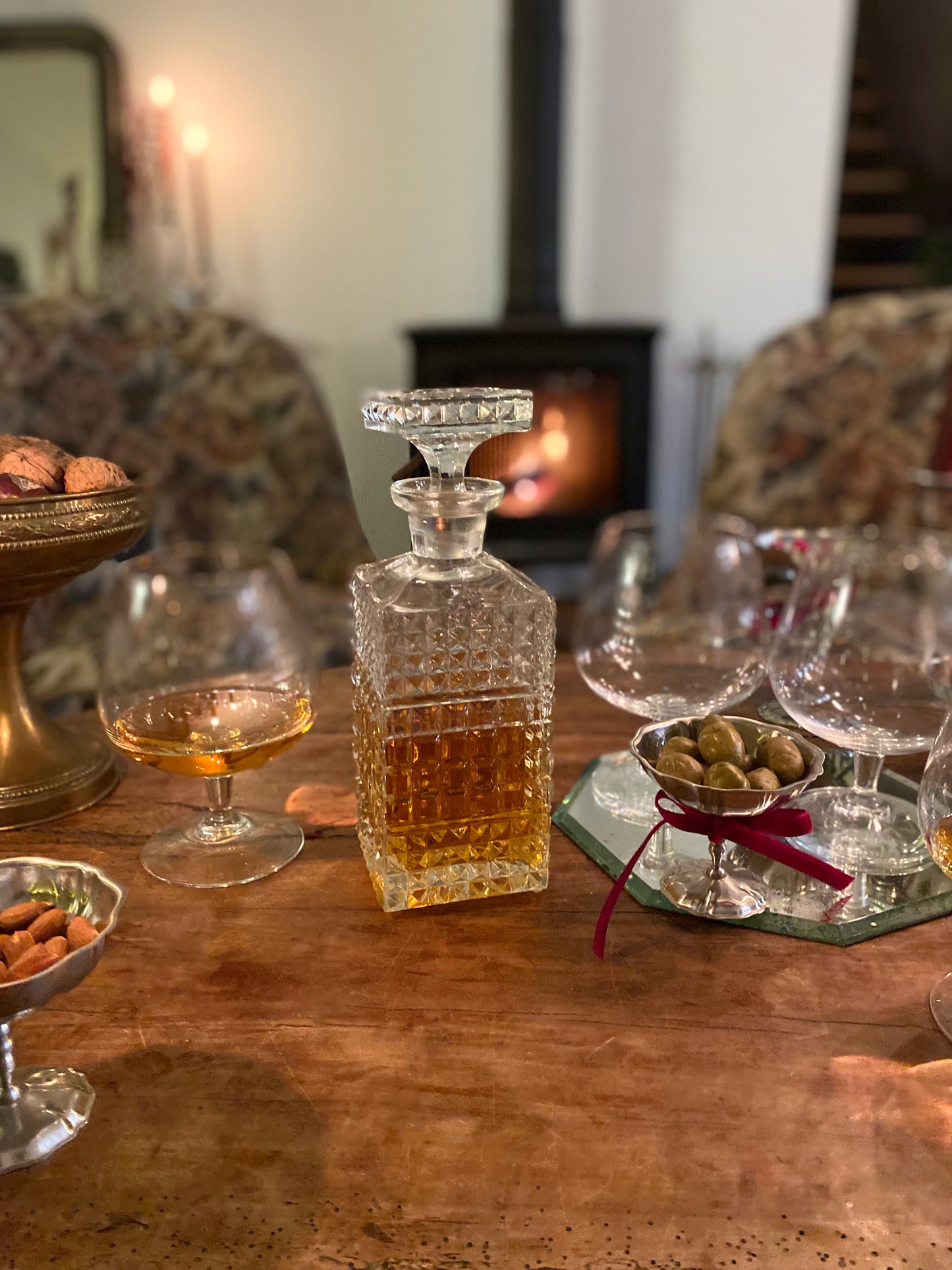 Carafe à whisky en verre ancien