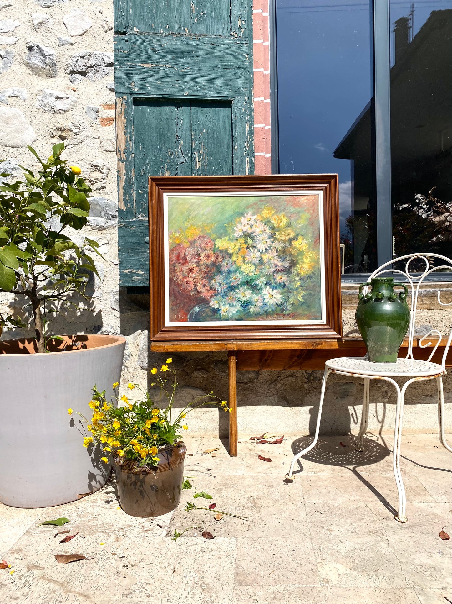 Huile sur toile - Bouquet impressionniste - 1950