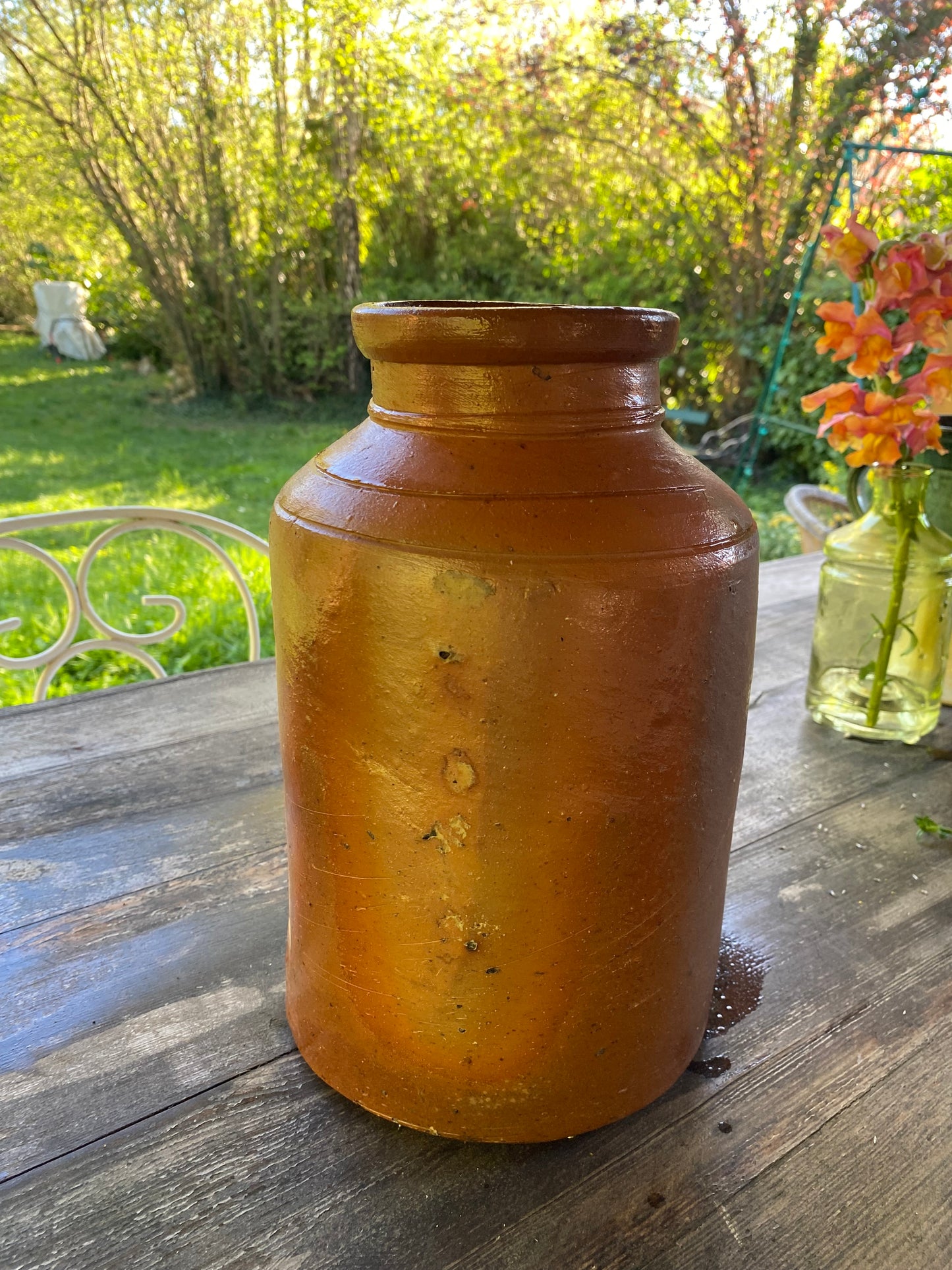 Authentique Grand Pot à Confit en Grès - fin du XIXe siècle ou du tout début du XXe siècle (environ 1880 - 1920).
