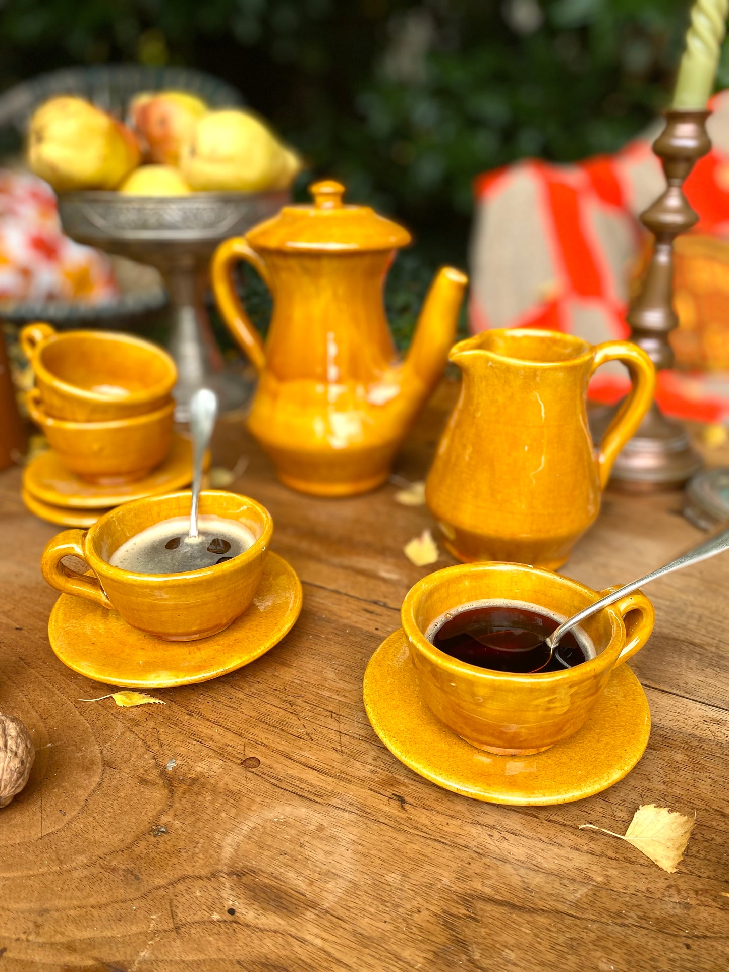 Service à café vintage en céramique vernissée