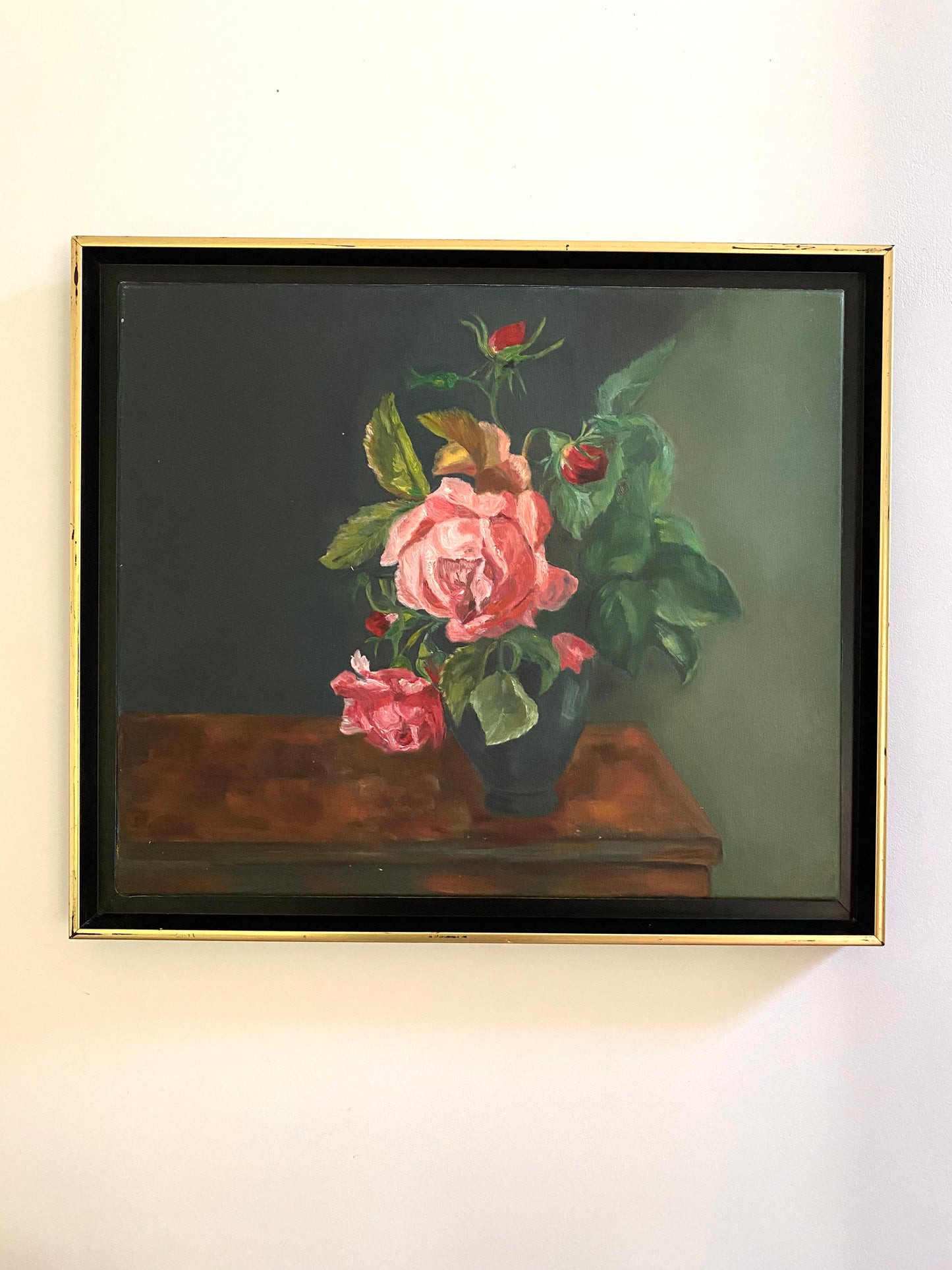 Peinture à l'huile ancienne encadrée