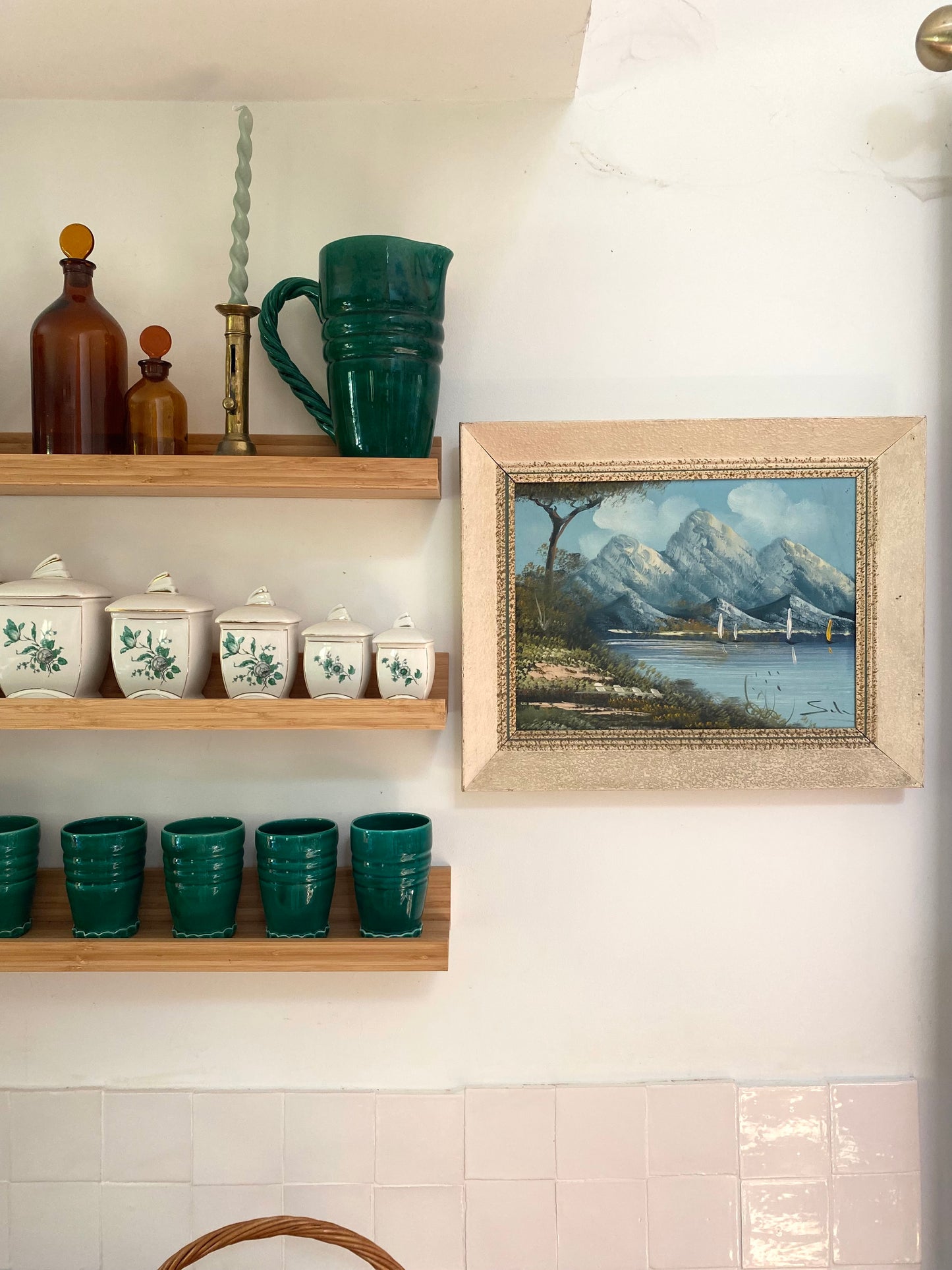 Huile sur toile Paysage de Montagne & Lac – Cadre Montparnasse – Années 60/70